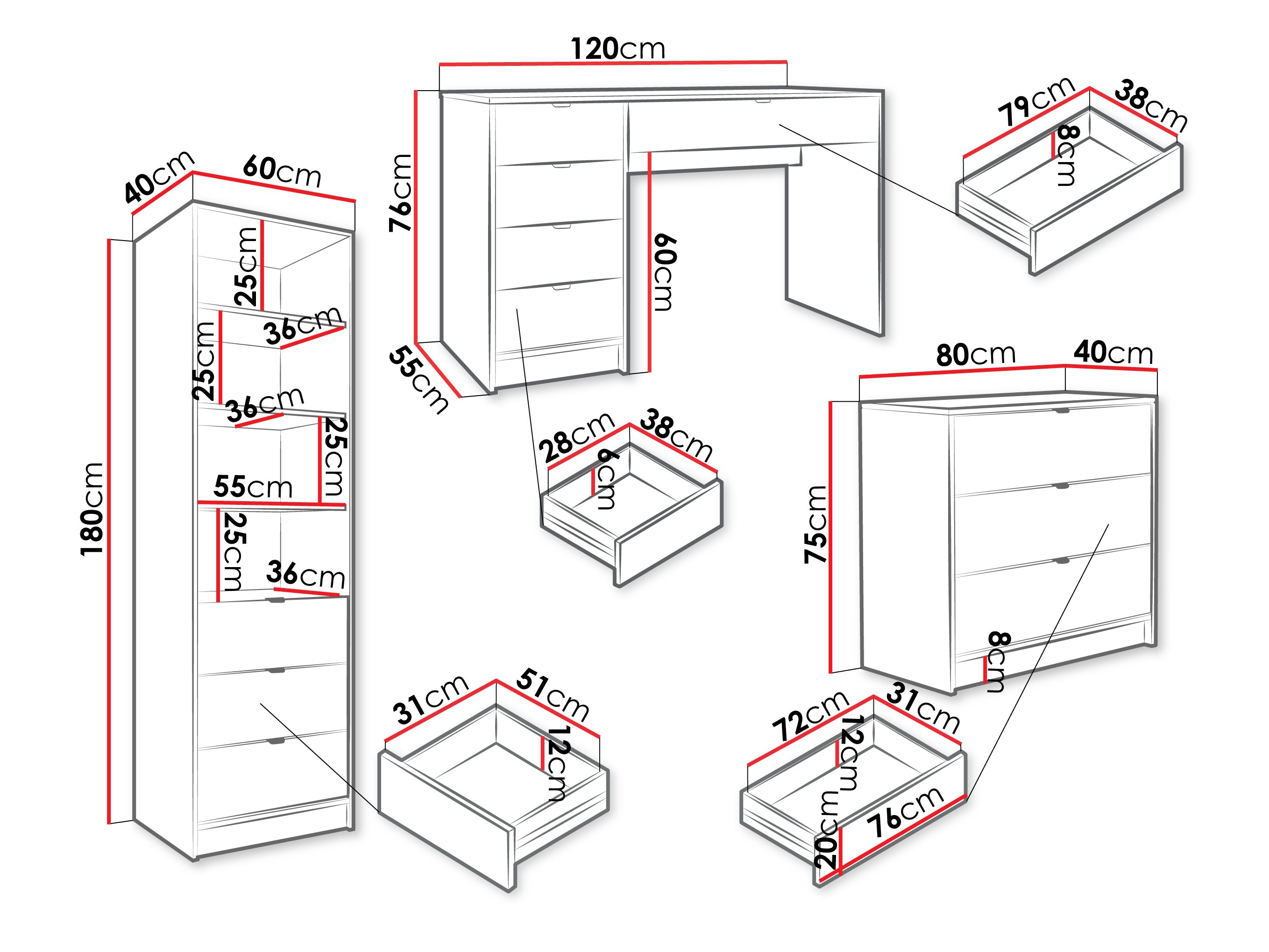 Комплект за домашен офис Comfivo Papilio V (Бял)