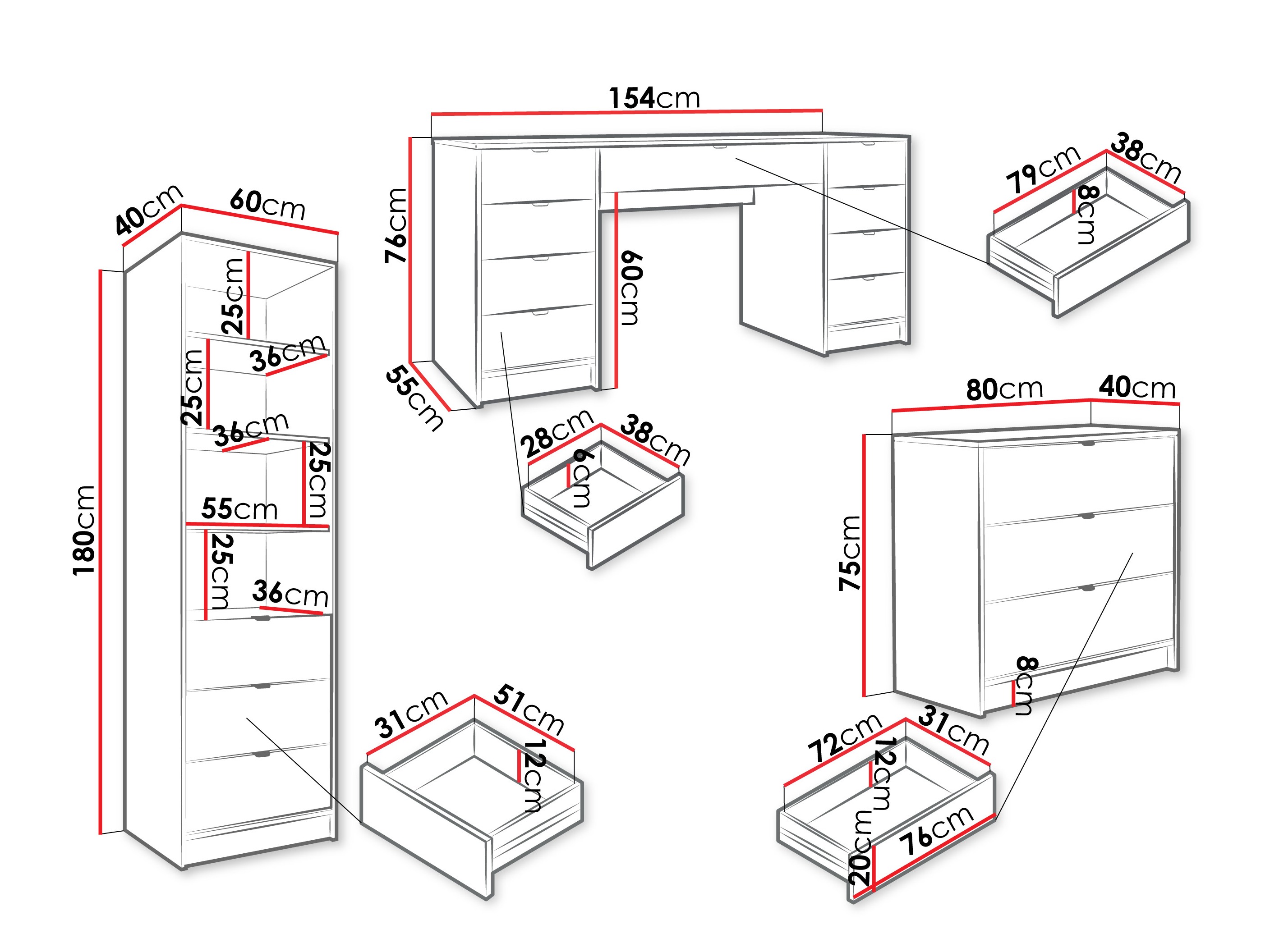 Комплект за домашен офис Comfivo Papilio VI (Бял)