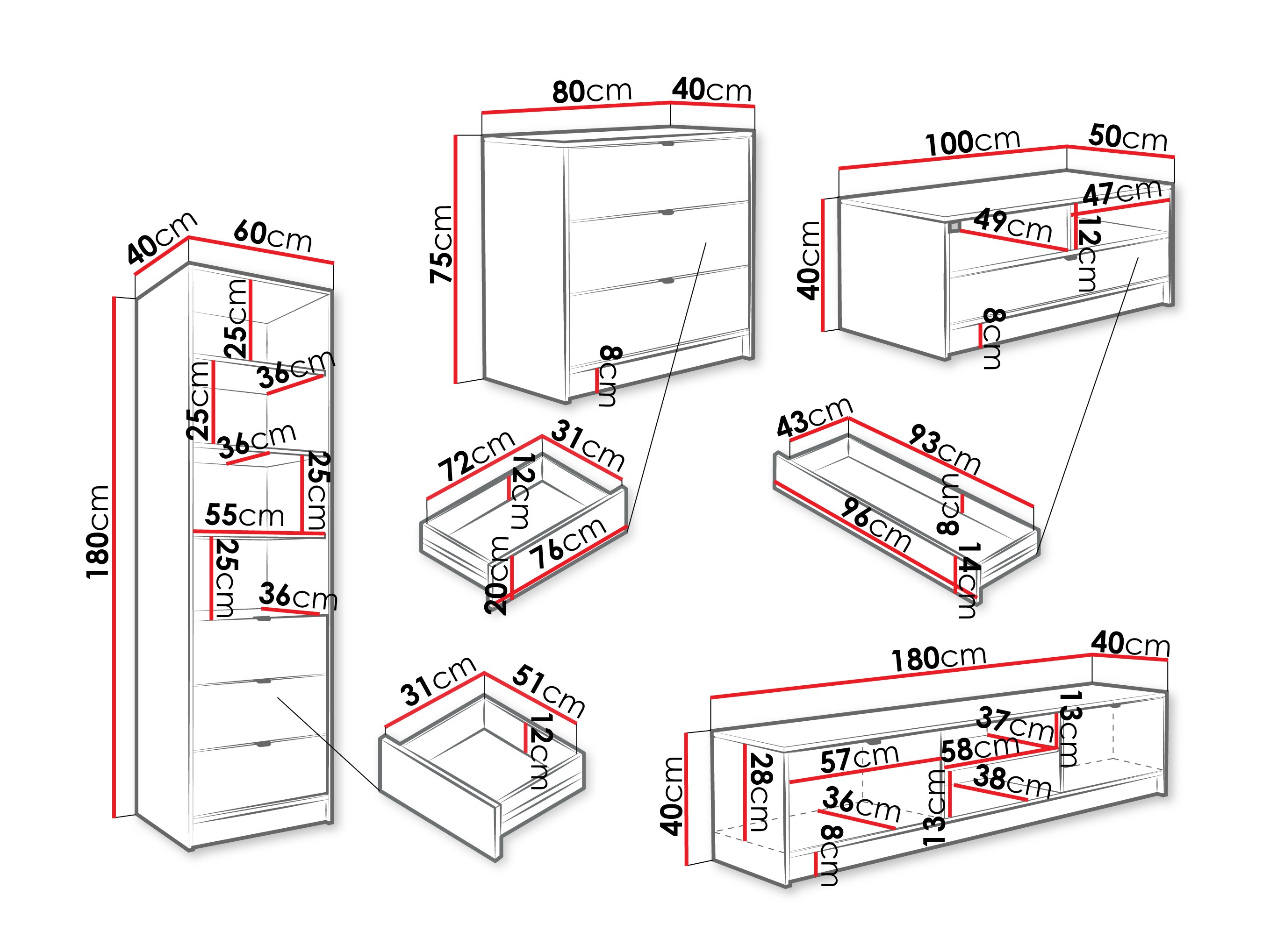 Комплект за хол Comfivo Papilio VII (Бял)