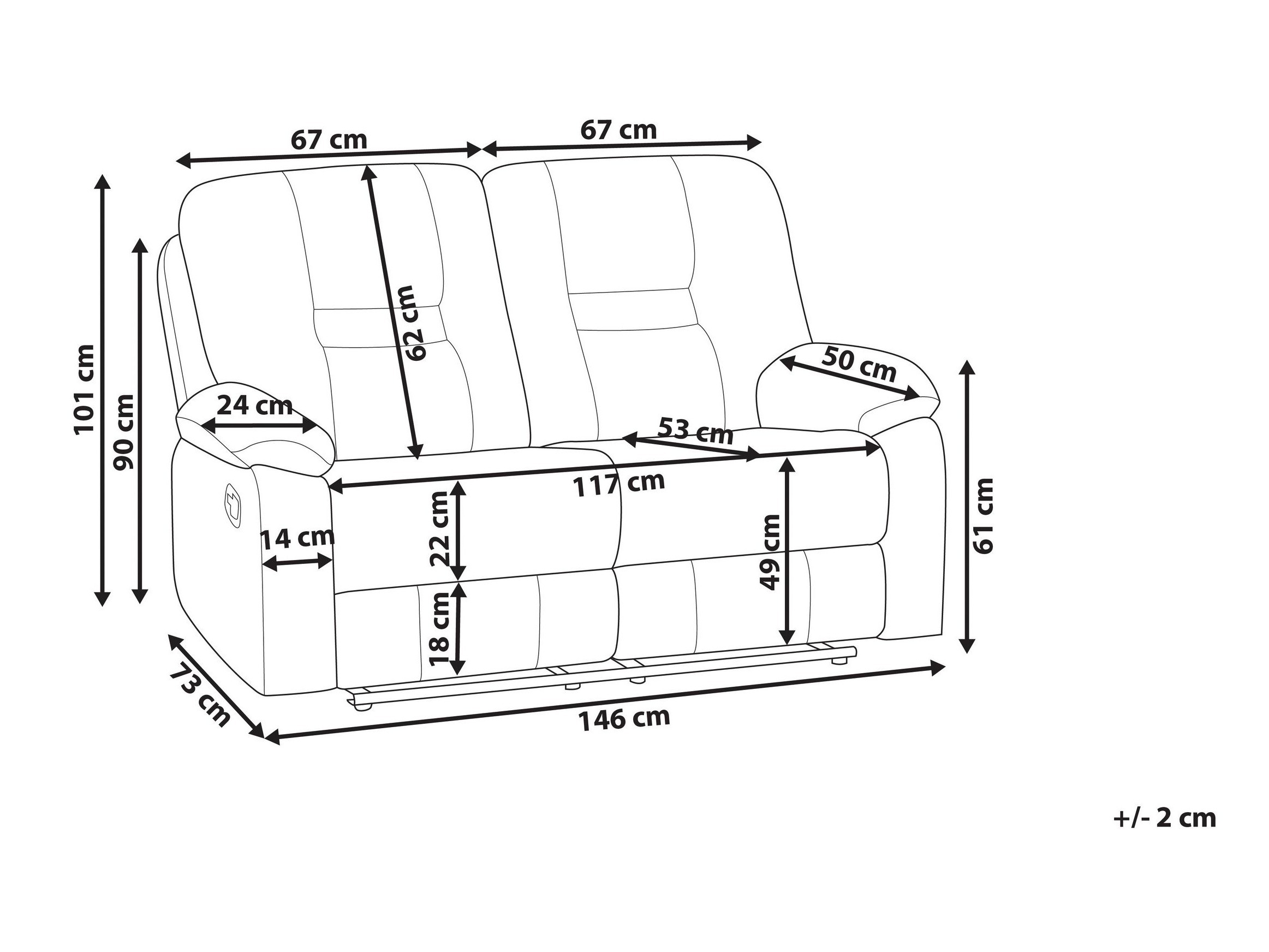 Диван реклайнър Tivlira 110 (Тъмно сив)