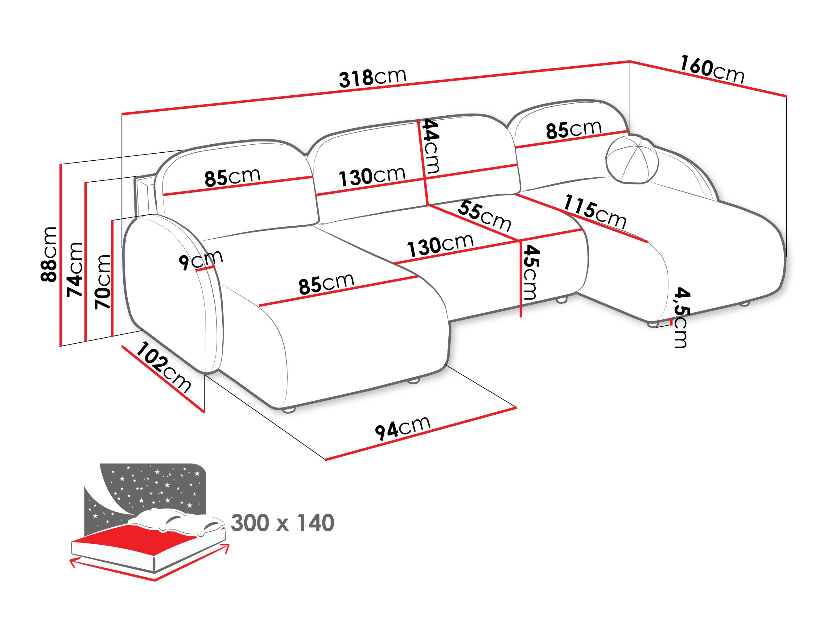 Ъглов диван Columbus 250 (Sereno 682)