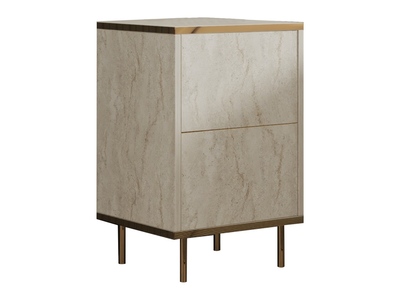 Нощно шкафче Kailua 2575 (Светъл Travertine + Златно)