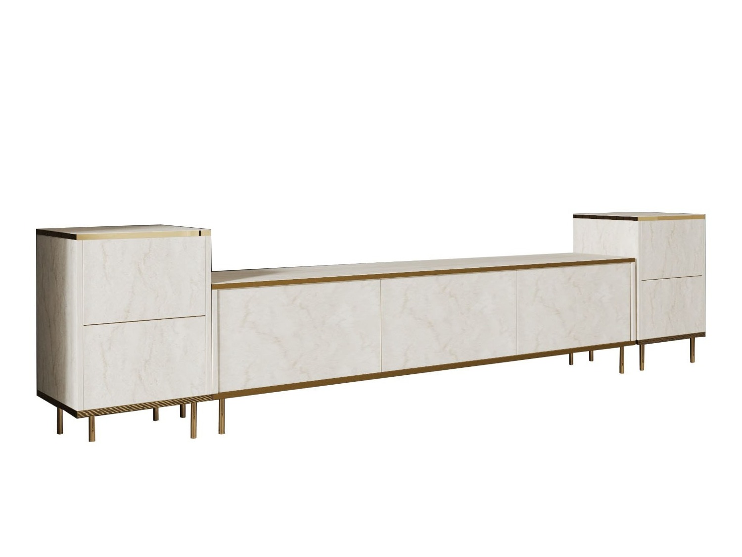 ТВ шкаф Kailua 2574 (Светъл Travertine + Златно)