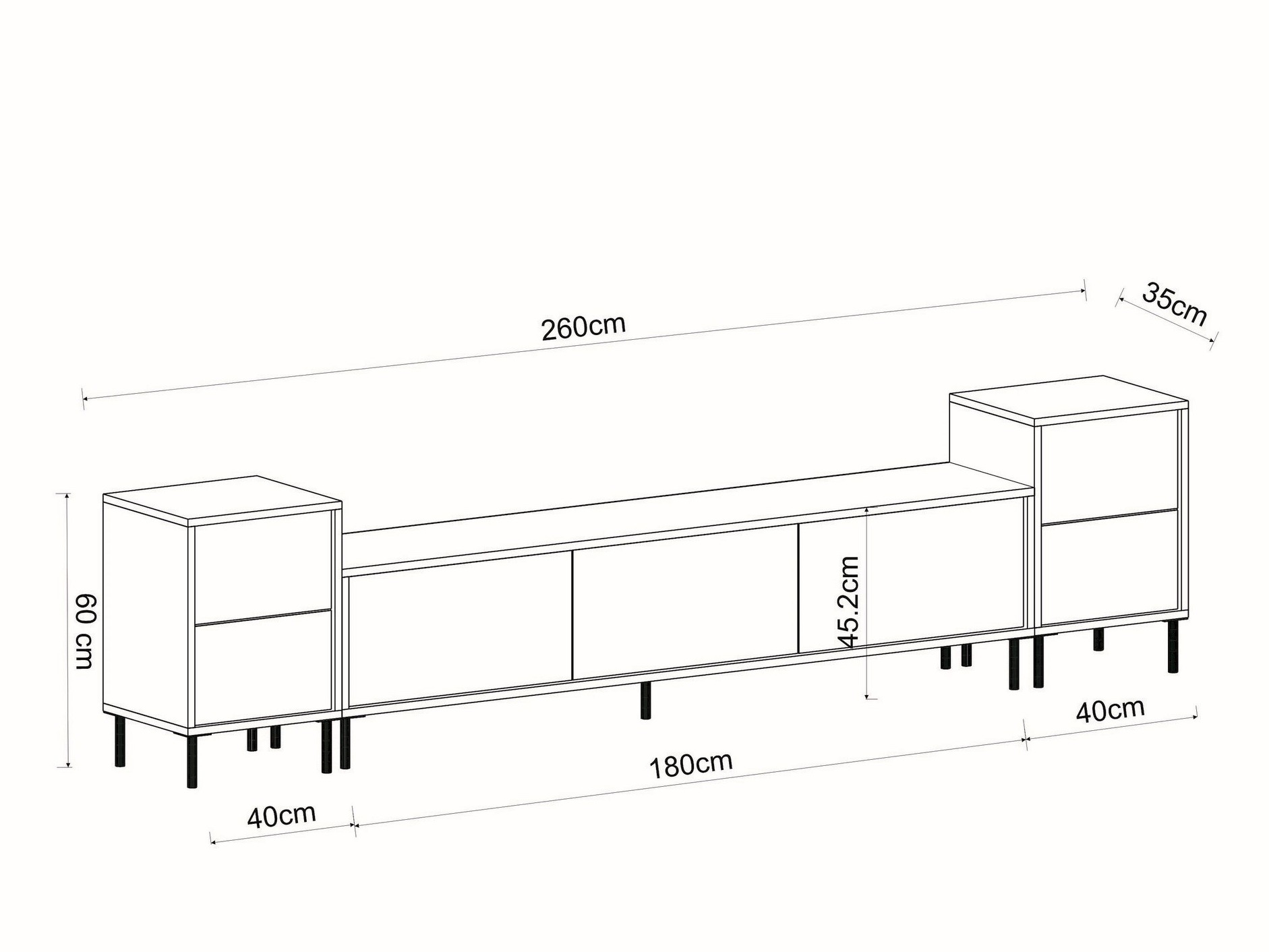 ТВ шкаф Kailua 2574 (Светъл Travertine + Златно)