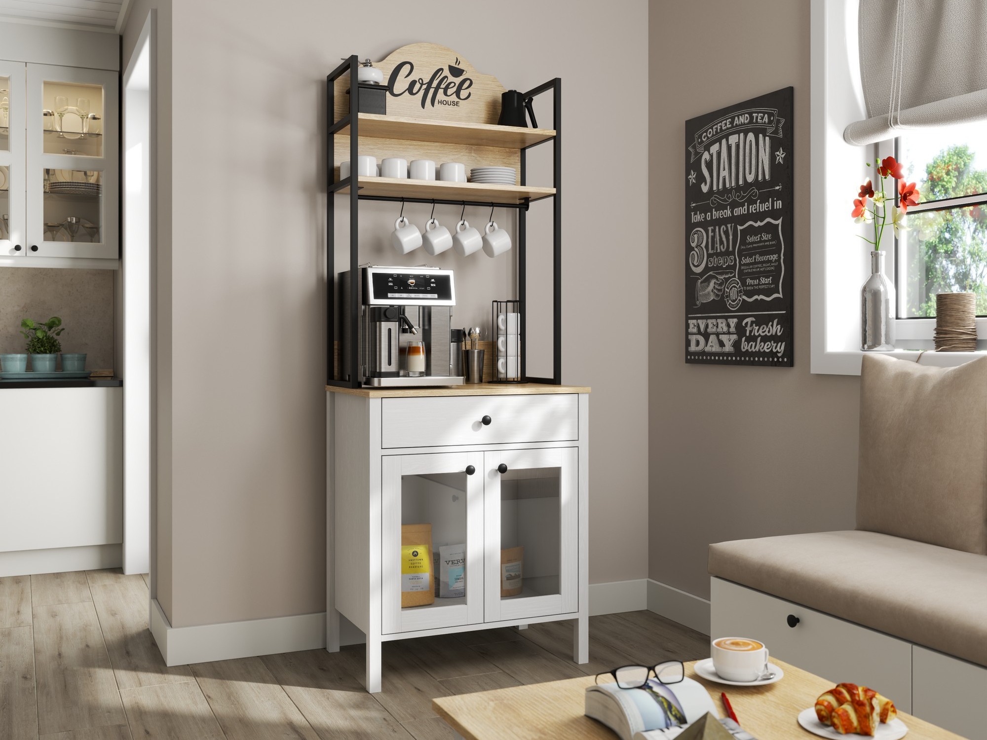 Многофункционална мебел Ophfela 147 (Черен)