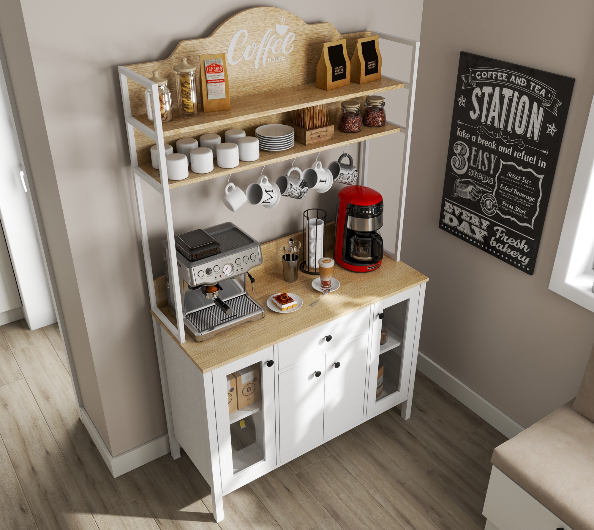 Многофункционална мебел Ophfela 148 (Бял)