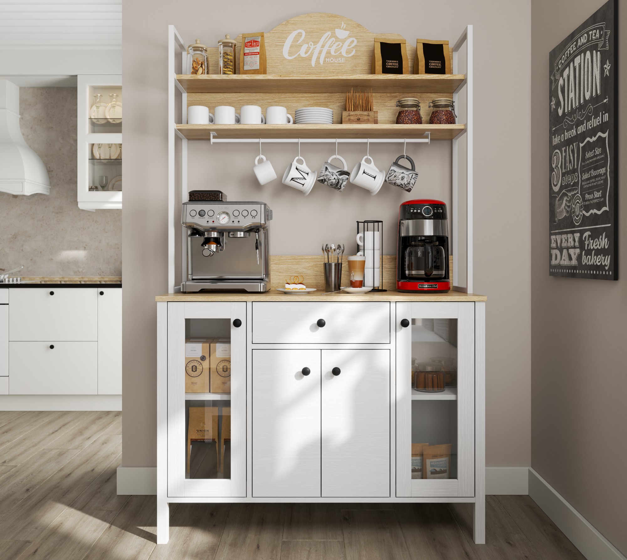 Многофункционална мебел Ophfela 148 (Бял)