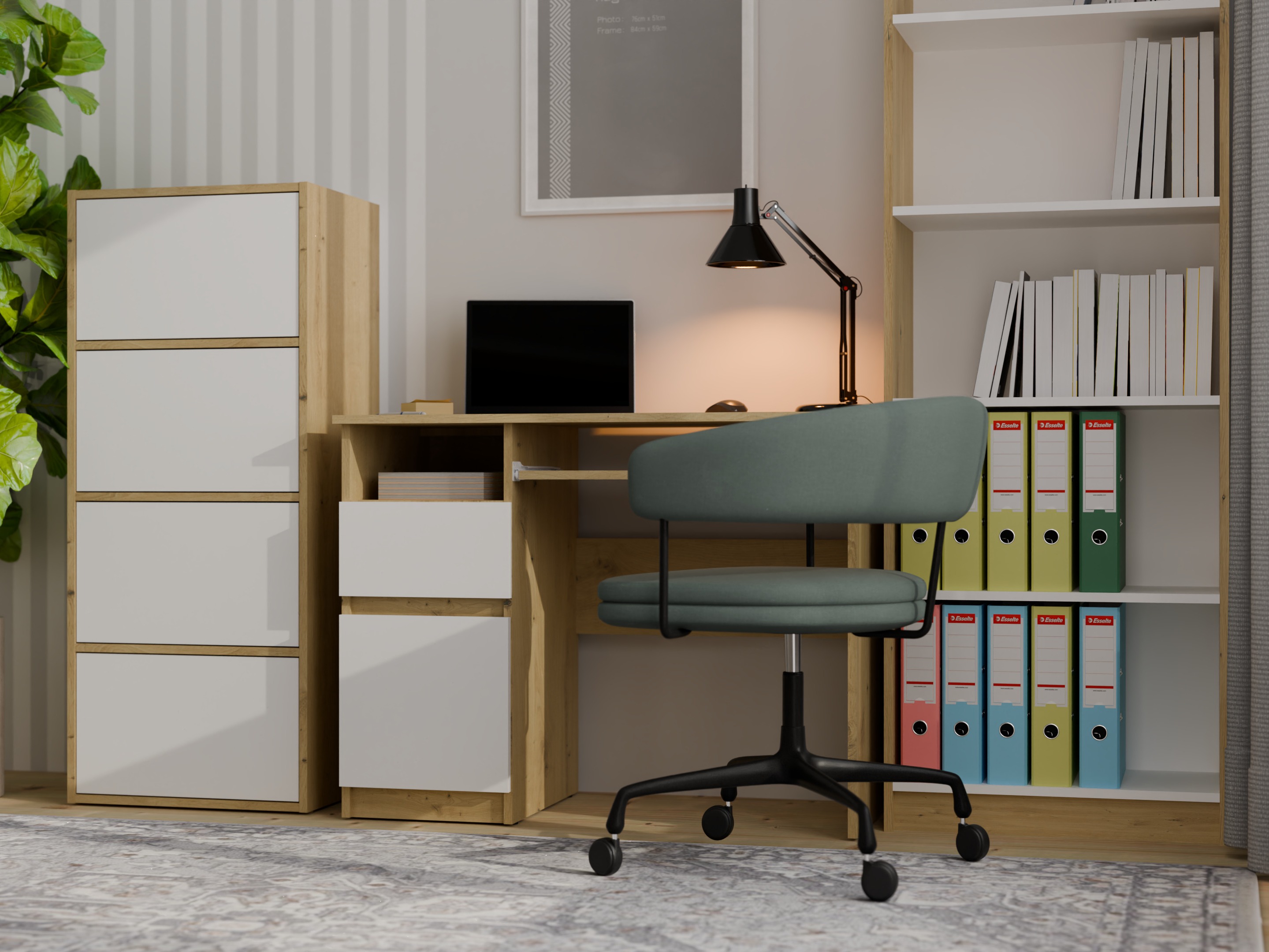 Шкаф Mandeville 298 (Бял + Artisan дъб)