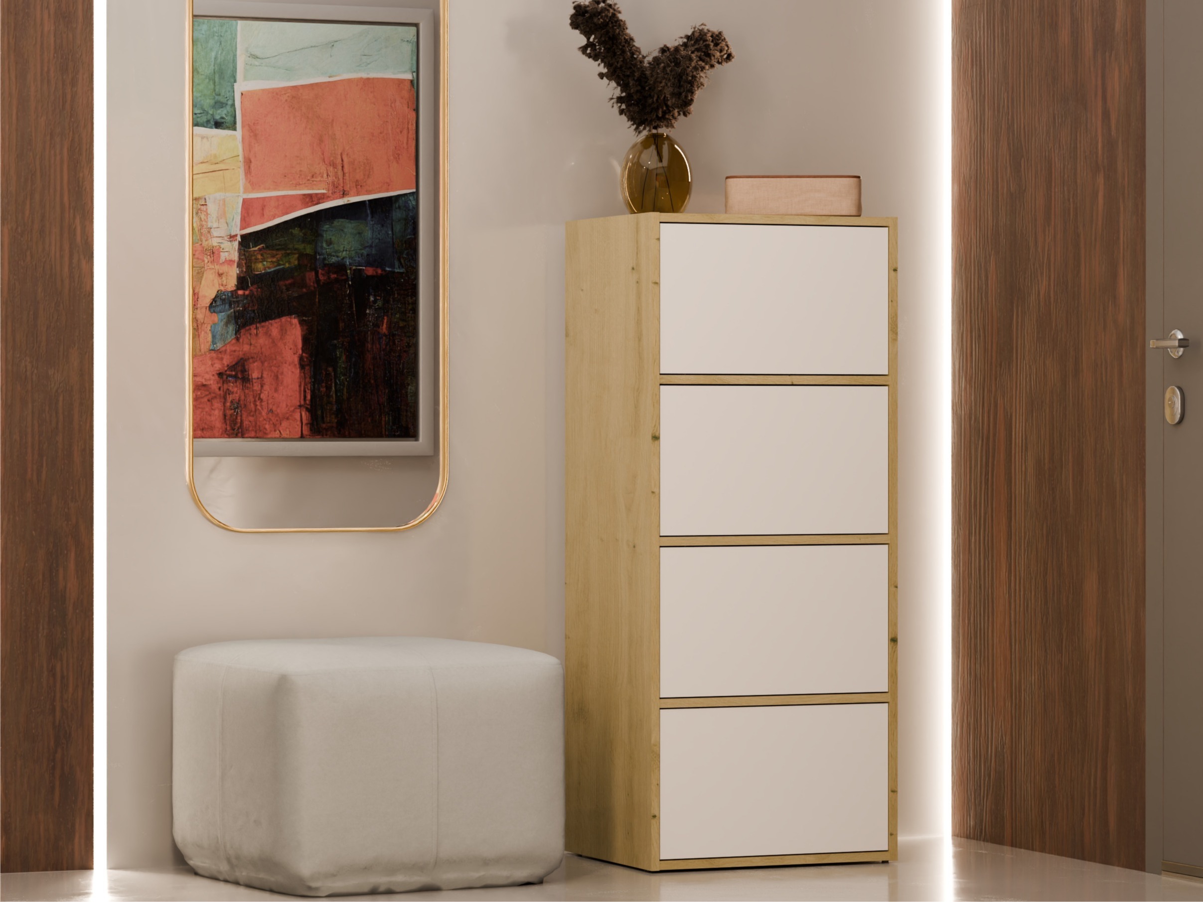 Шкаф Mandeville 298 (Бял + Artisan дъб)