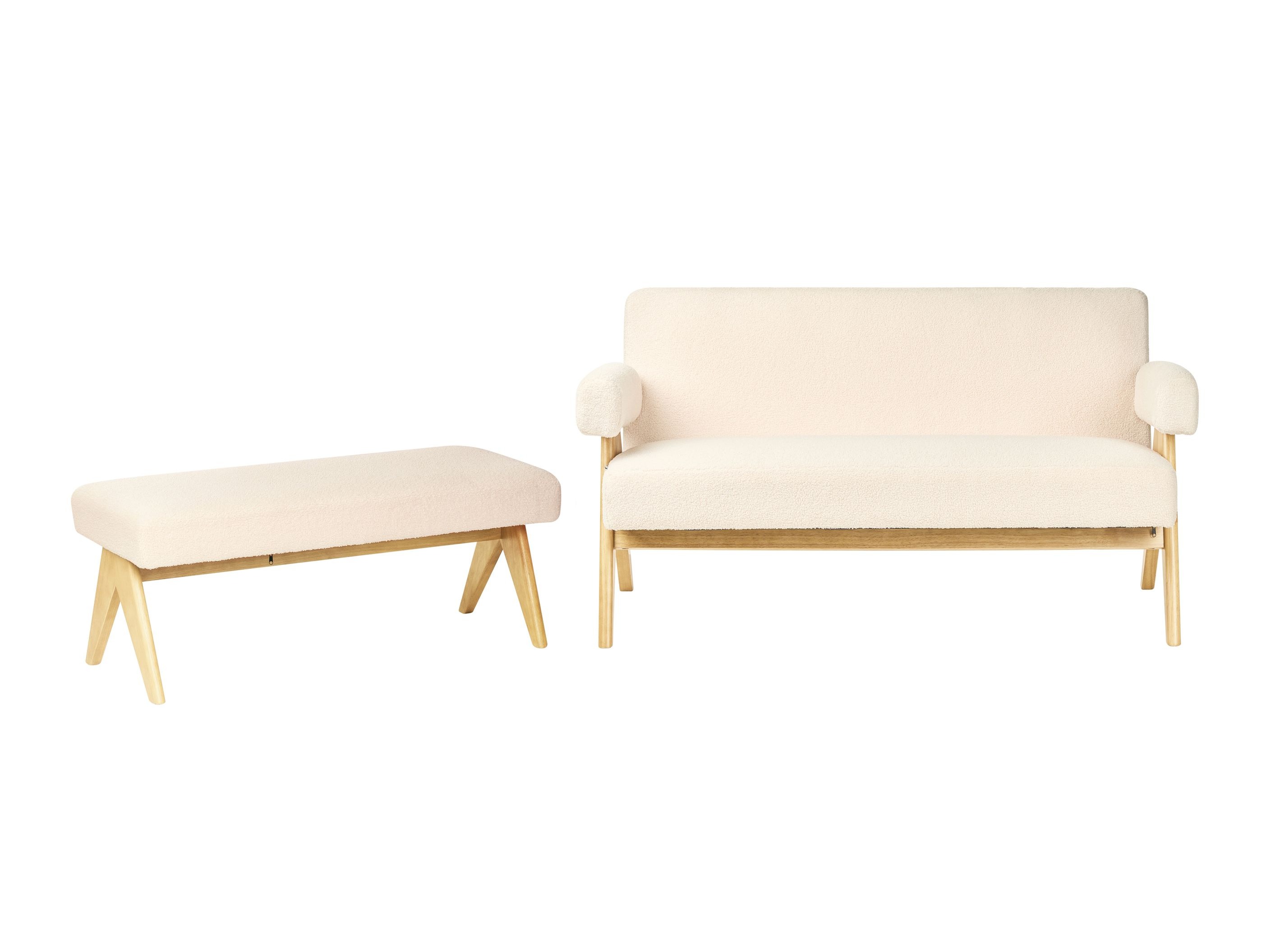 Комплект мека мебел Berwyn 2715 (Бял + Ярък дърво)