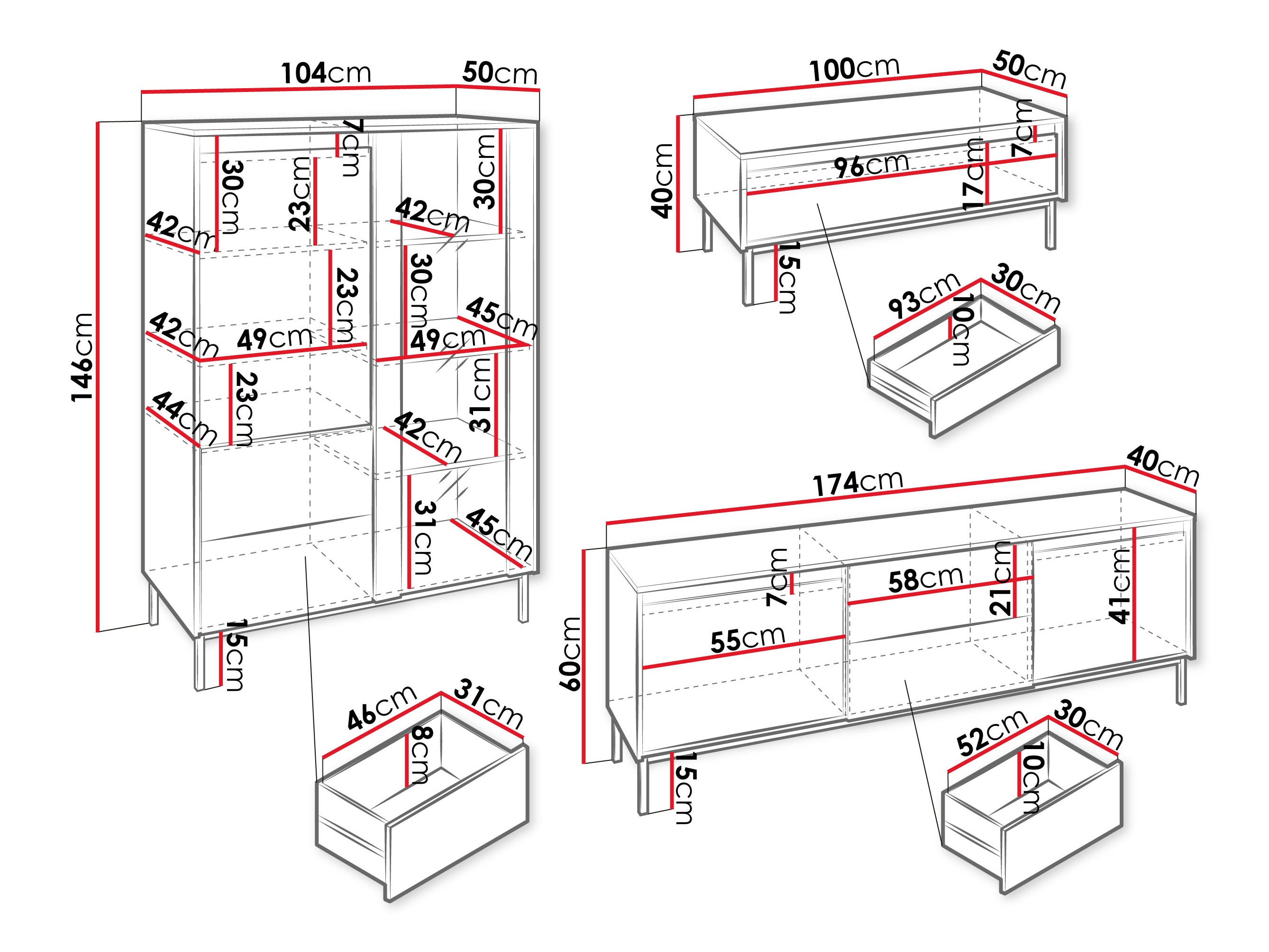 Комплект за хол Comfivo Delruva V (Бял)