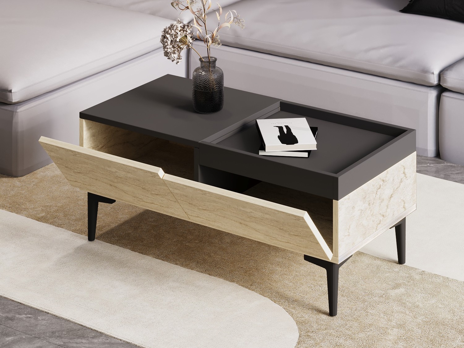 Масичка за кафе Kailua 2586 (Светъл Travertine + Антрацит)