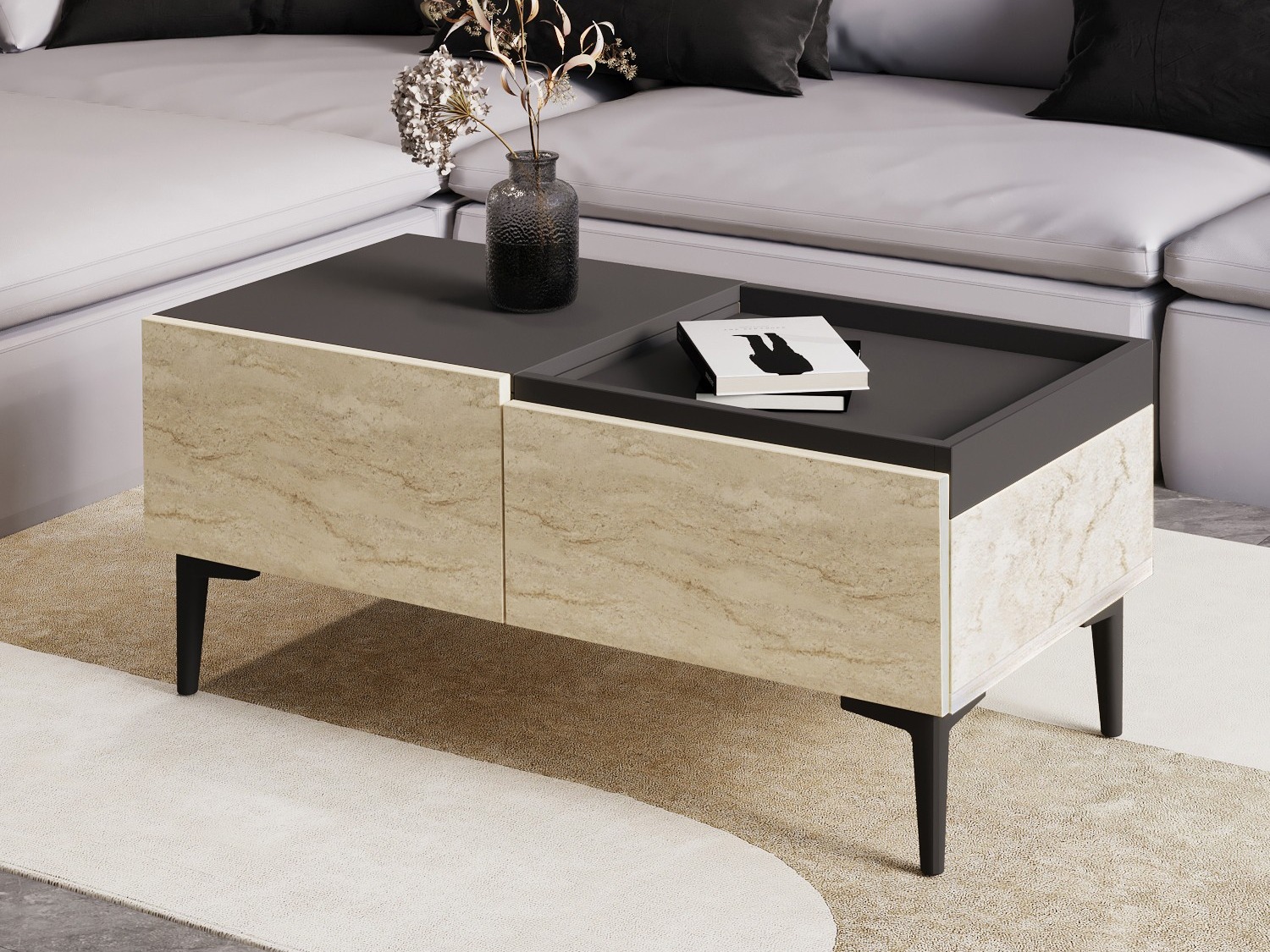 Масичка за кафе Kailua 2586 (Светъл Travertine + Антрацит)