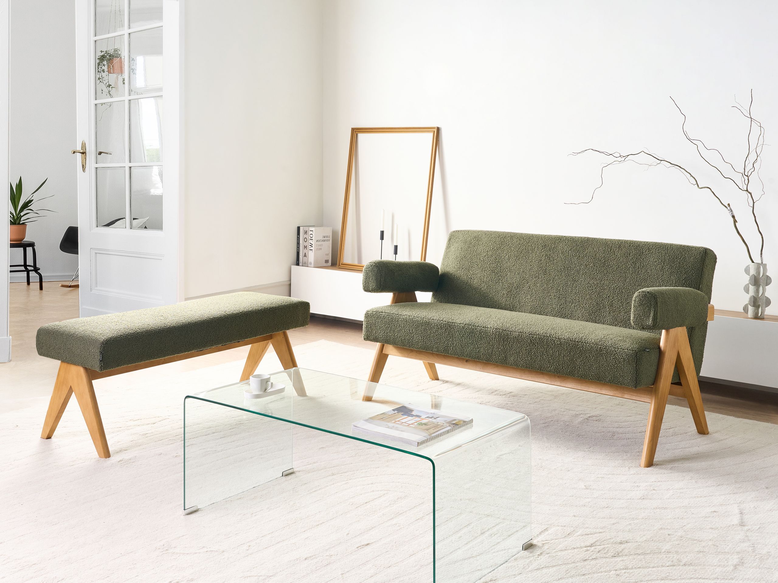 Тапицирана пейка Berwyn 2713 (Зелен + Ярък дърво)