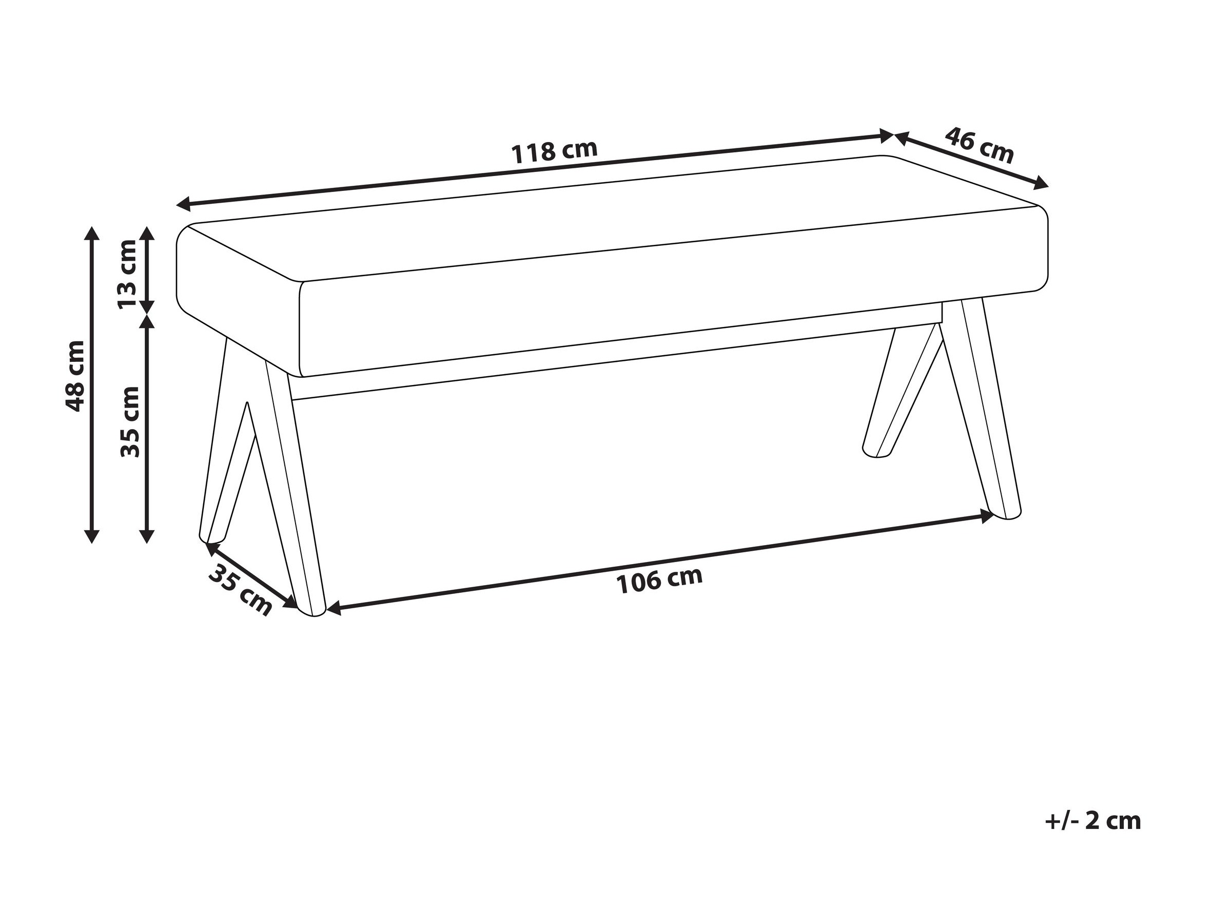 Тапицирана пейка Berwyn 2714 (Бял + Ярък дърво)