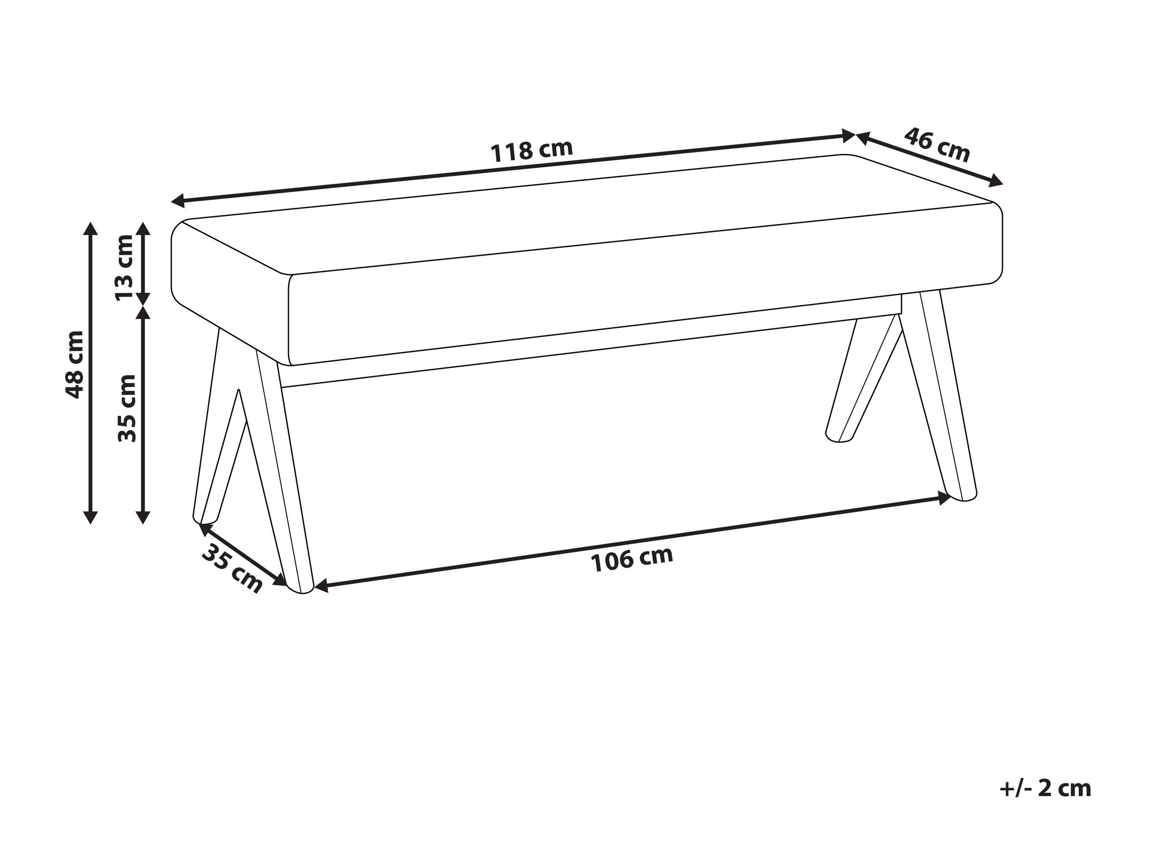 Тапицирана пейка Berwyn 2714 (Черен + Ярък дърво)