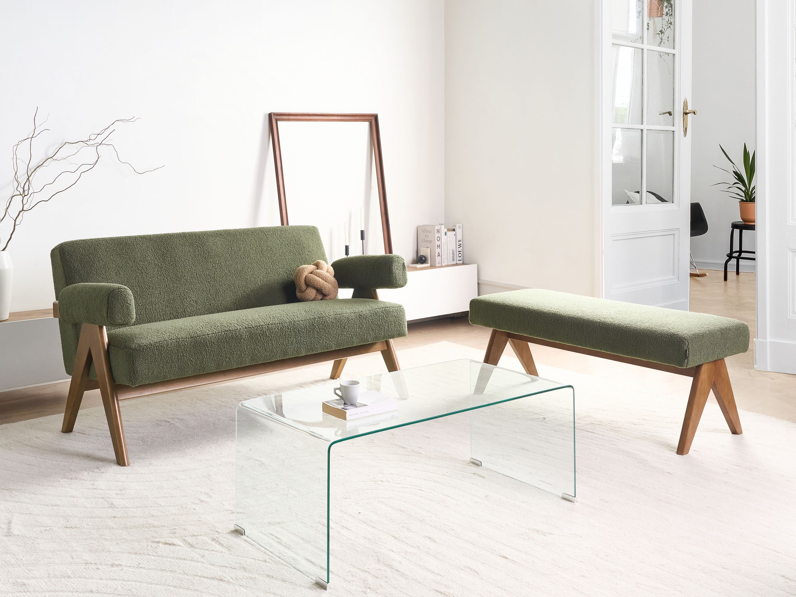 Тапицирана пейка Berwyn 2714 (Зелен + Тъмно дърво)