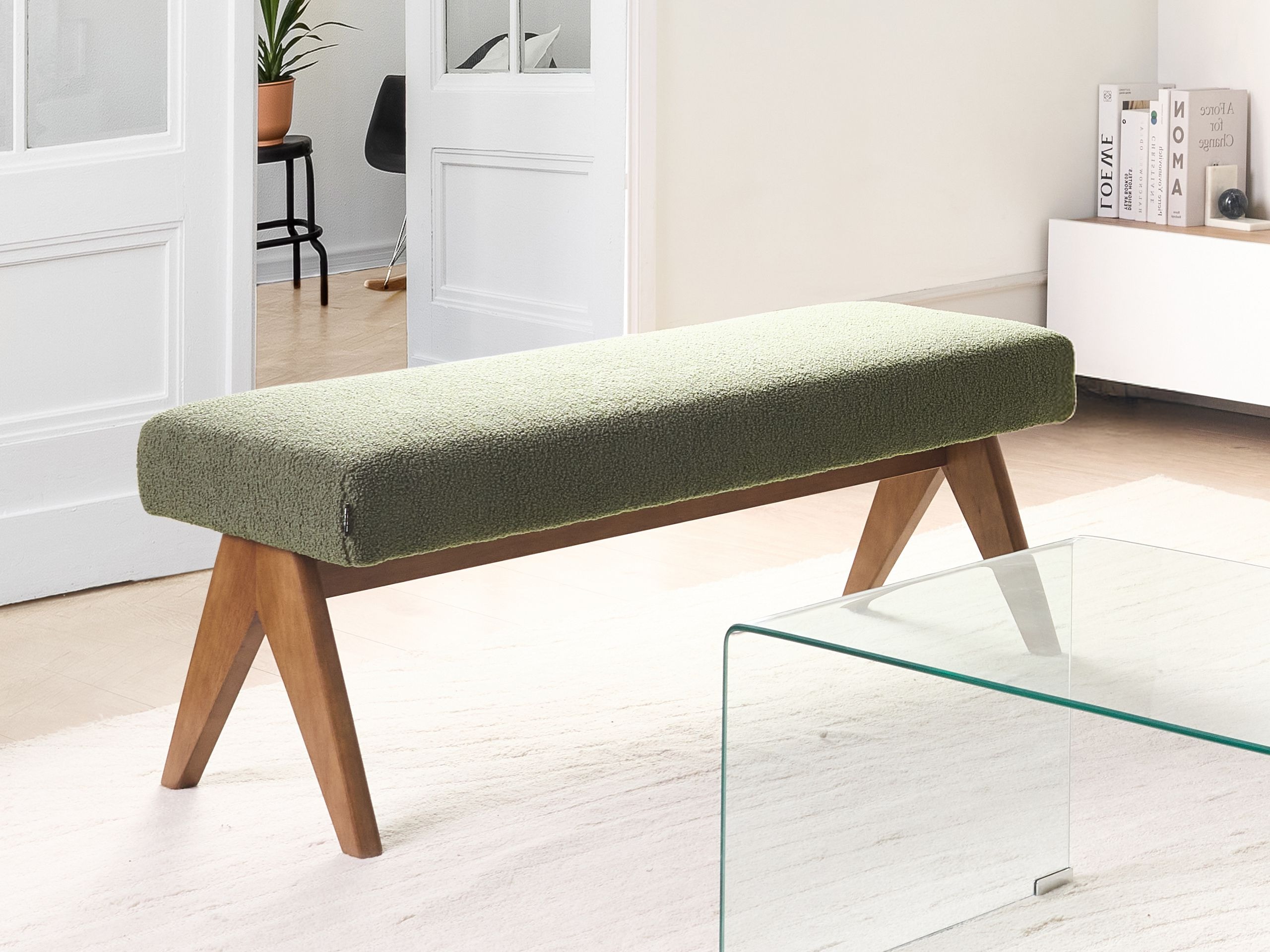 Тапицирана пейка Berwyn 2714 (Зелен + Тъмно дърво)