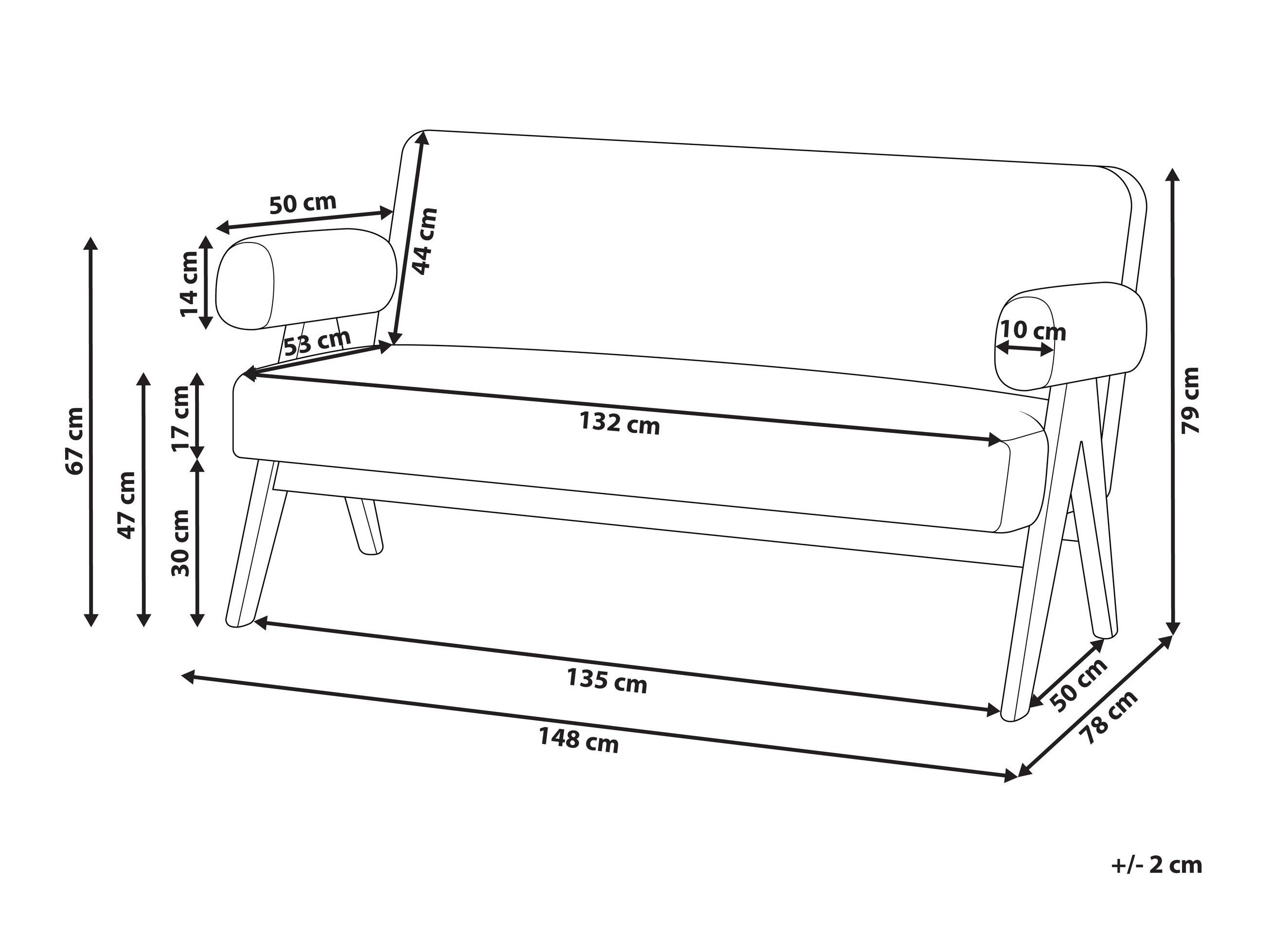 Тапицирана пейка Berwyn 2713 (Черен + Ярък дърво)