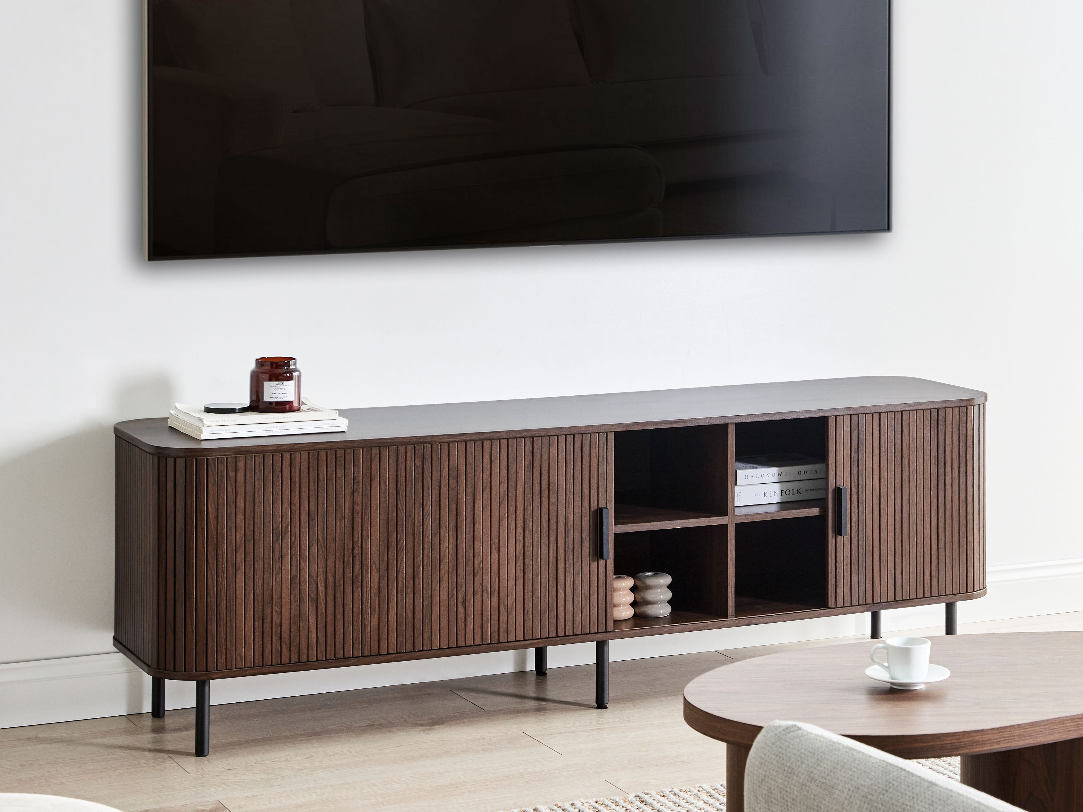 ТВ шкаф Fencalu 113 (Тъмнокафяв)