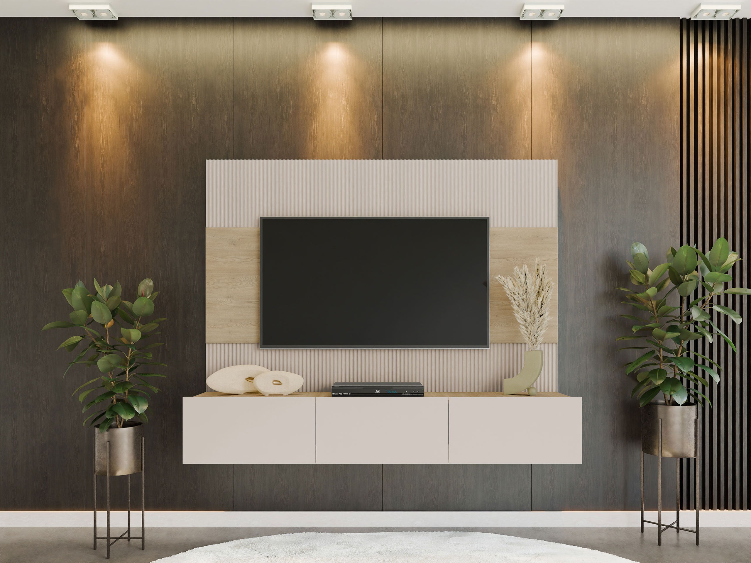 Комплект за хол Comfivo Salix (Бежов + Кремона дъб)