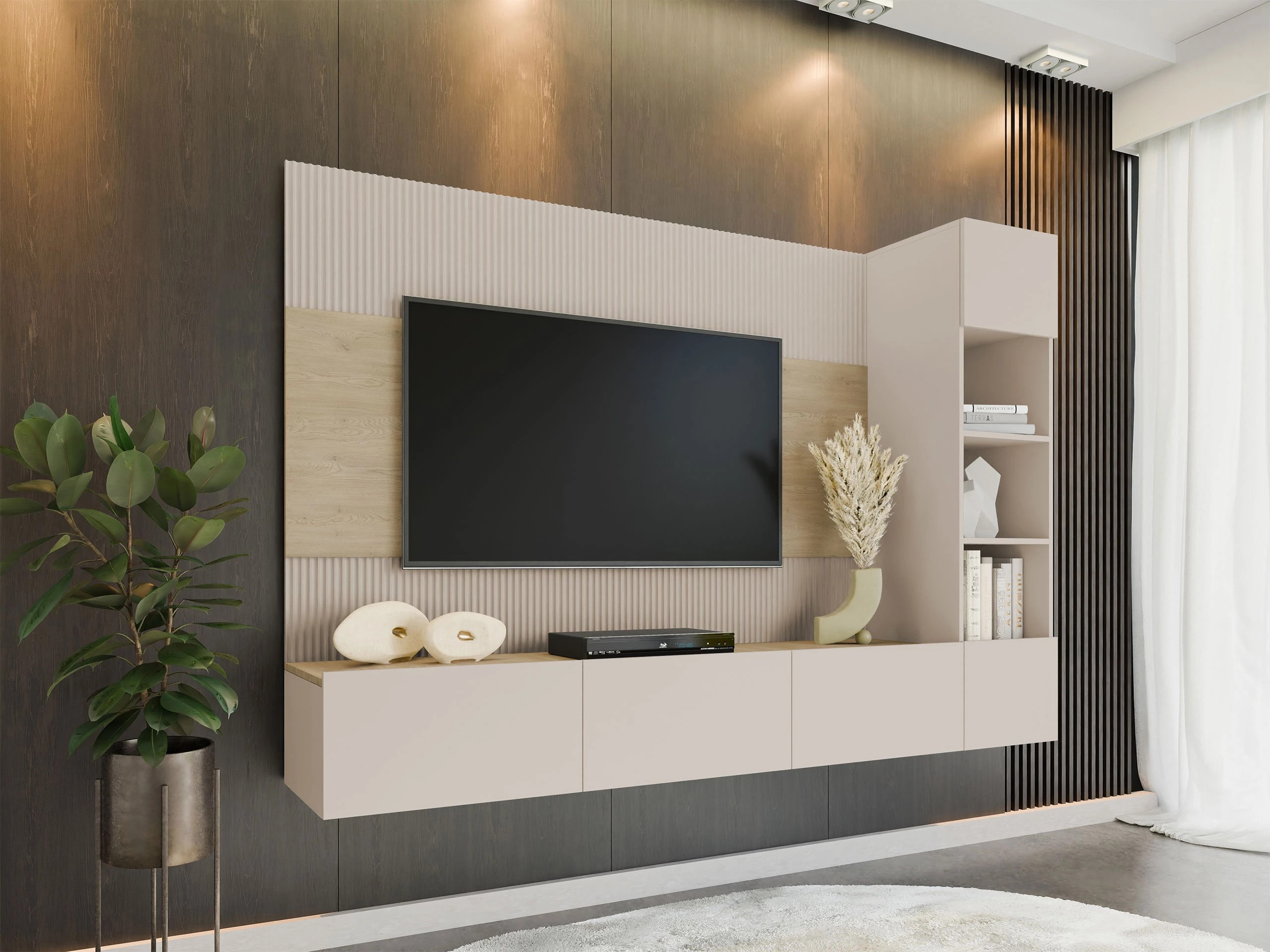 Комплект за хол Comfivo Salix II (Бежов + Кремона дъб)