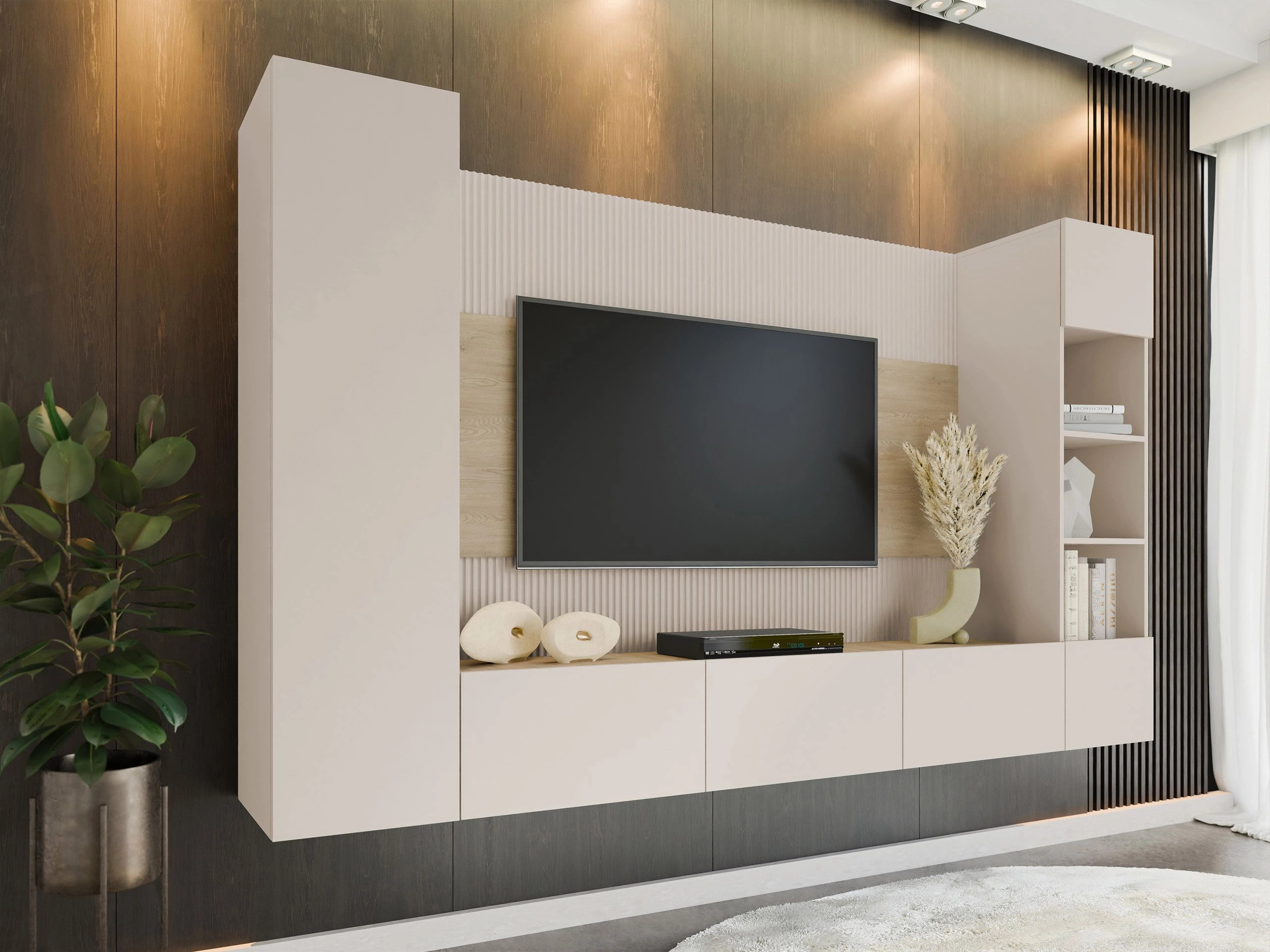 Комплект за хол Comfivo Salix IV (Бежов + Дъб)