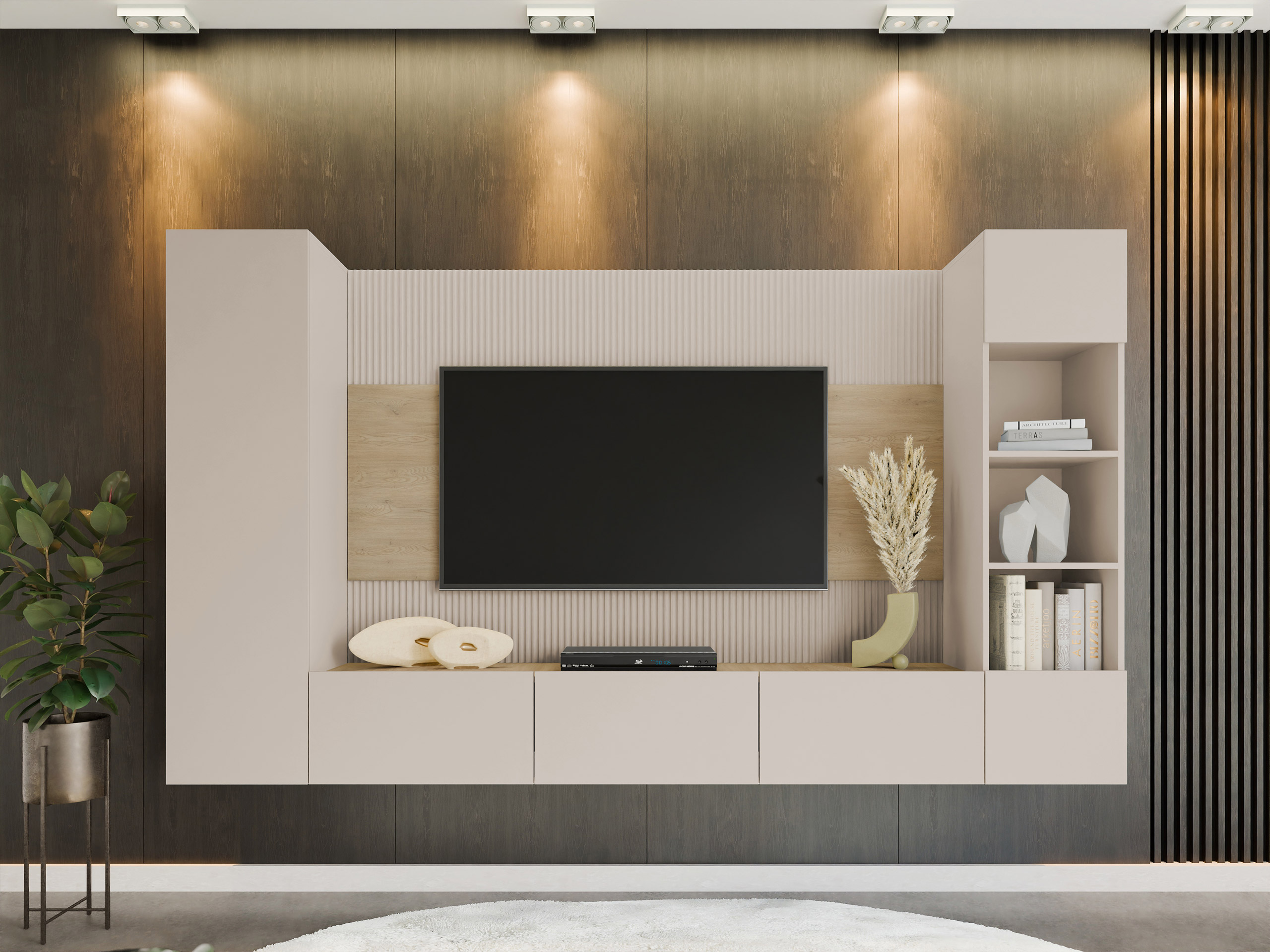 Комплект за хол Comfivo Salix IV (Бежов + Кремона дъб)