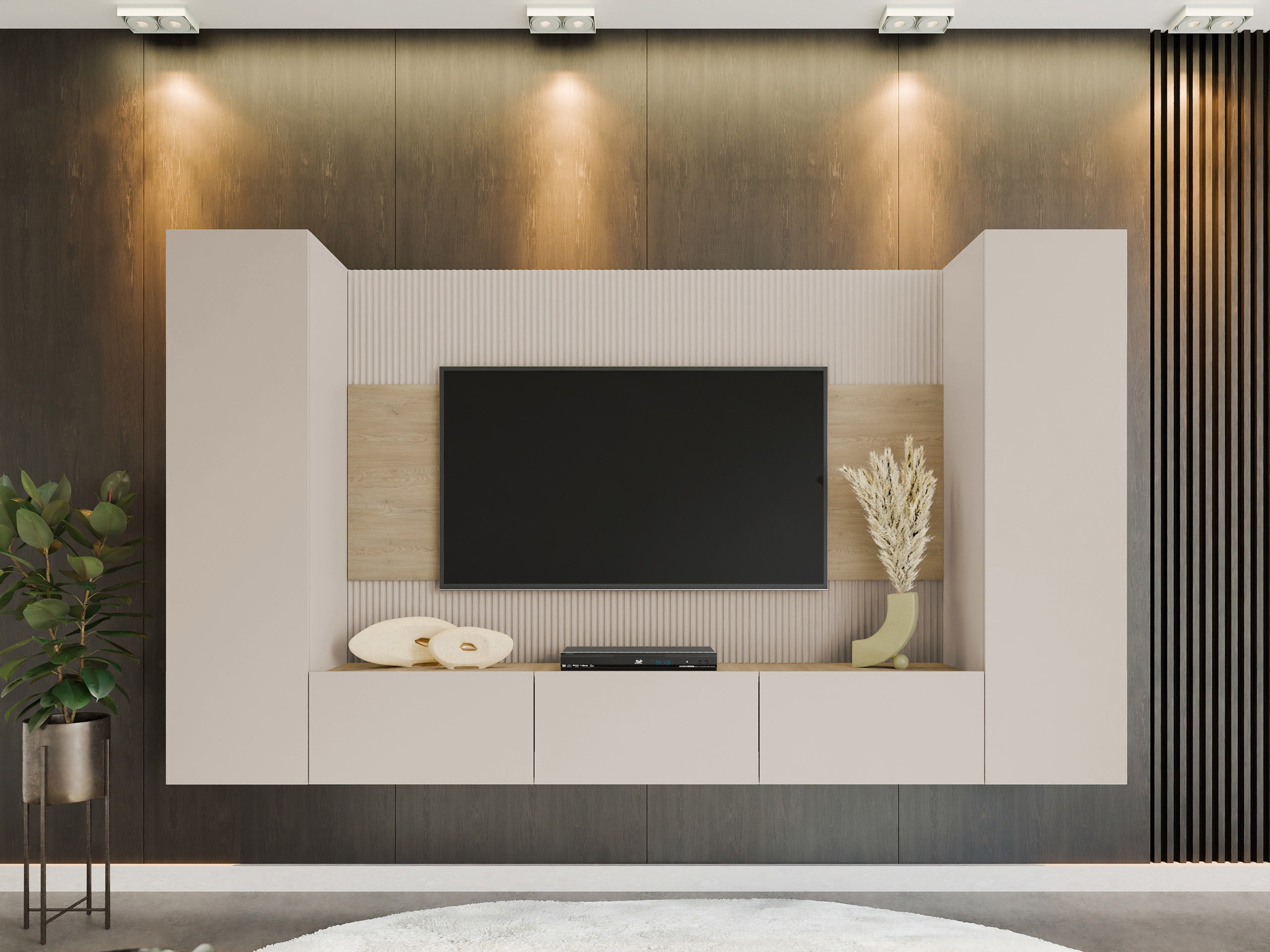 Комплект за хол Comfivo Salix V (Бежов + Дъб)