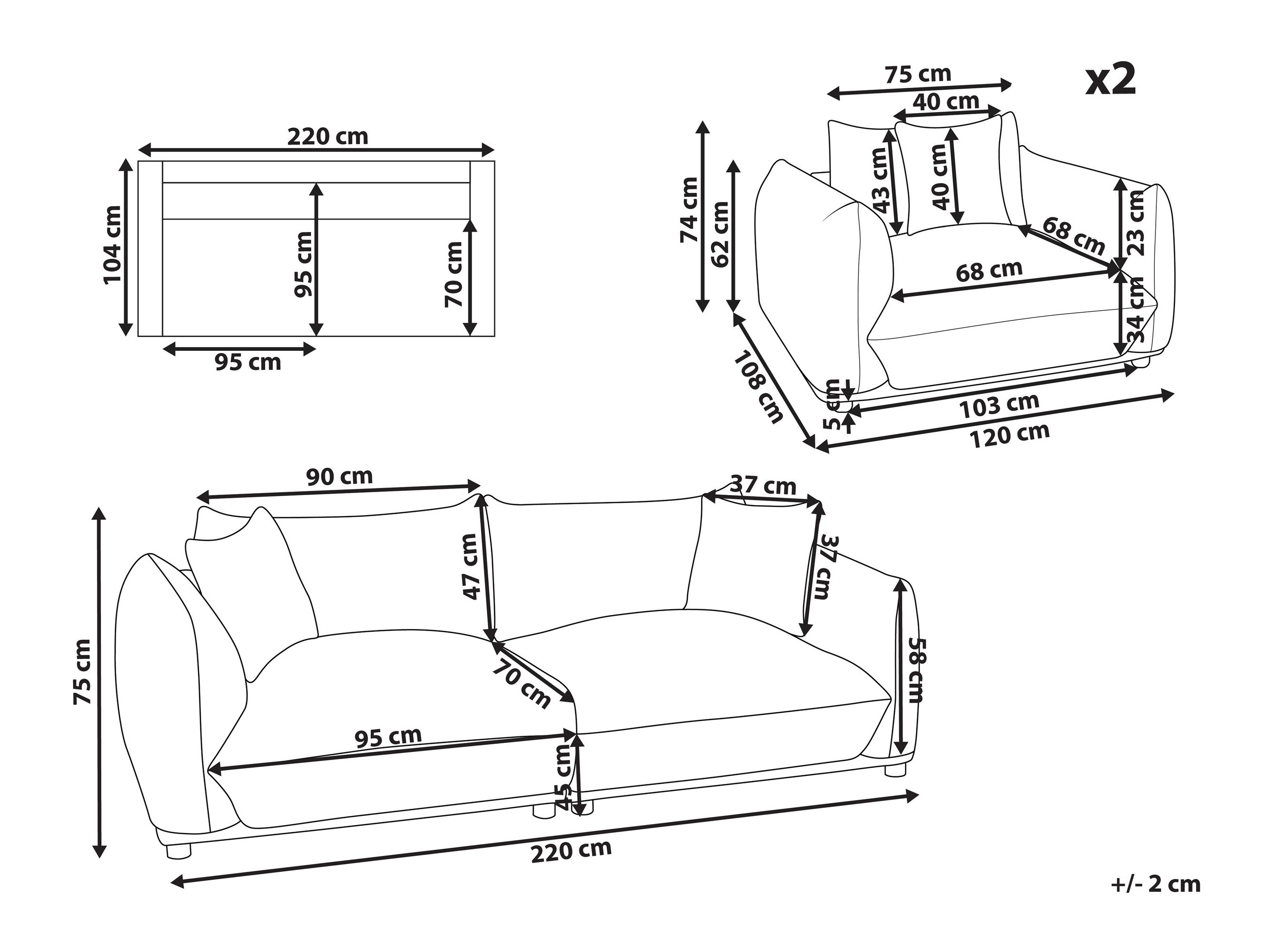 Комплект мека мебел Berwyn 2724 (Роза)