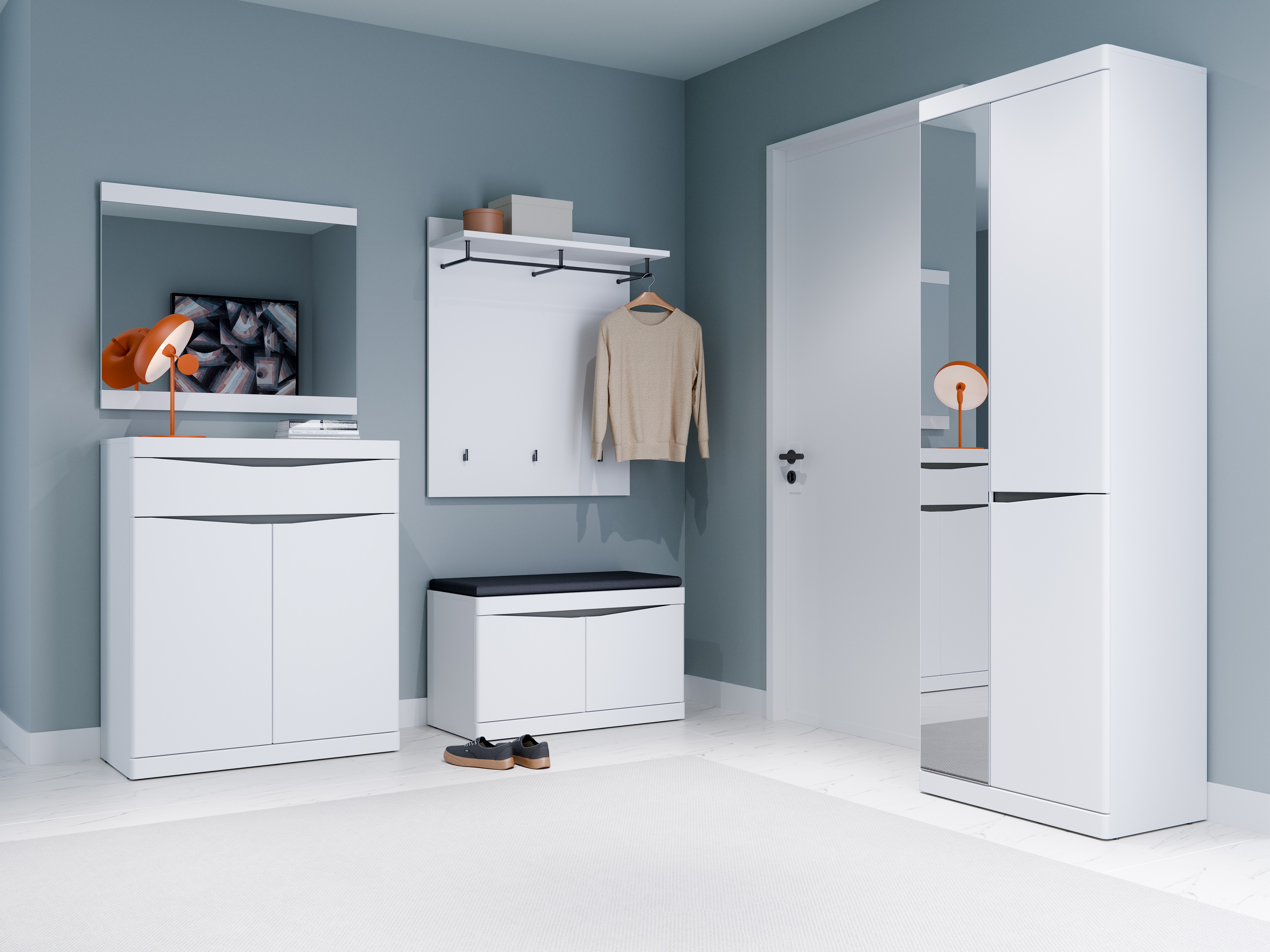 Гардероб Venlori 139 (Бял + Графит)