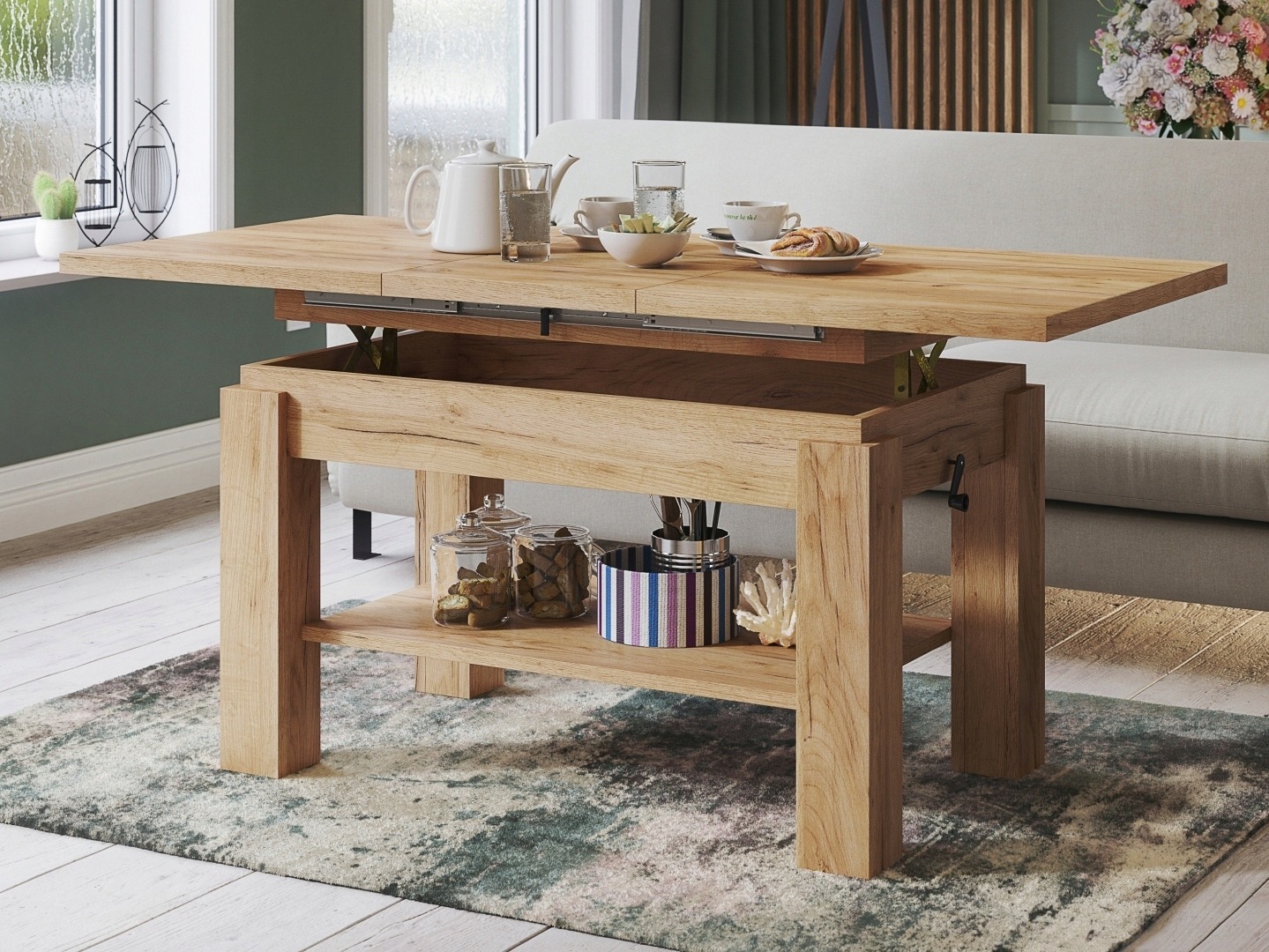 Трансформираща се масичка за кафе Glendale 100 (Занаятчийски златен дъб)