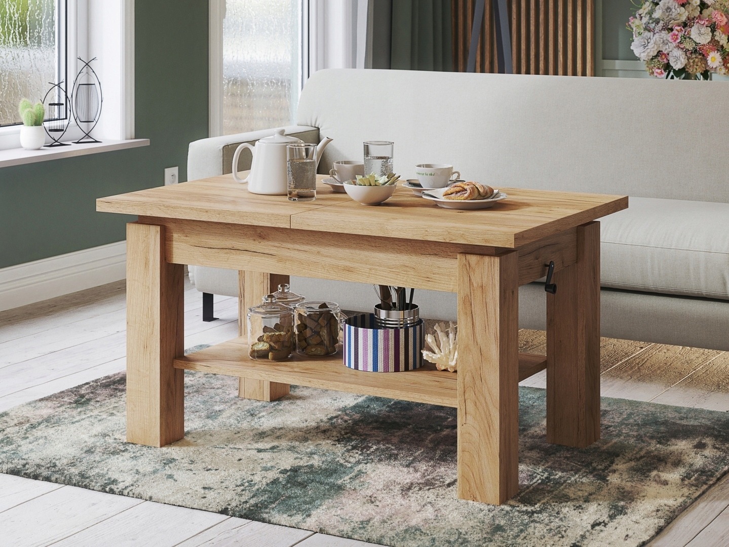 Трансформираща се масичка за кафе Glendale 100 (Занаятчийски златен дъб)