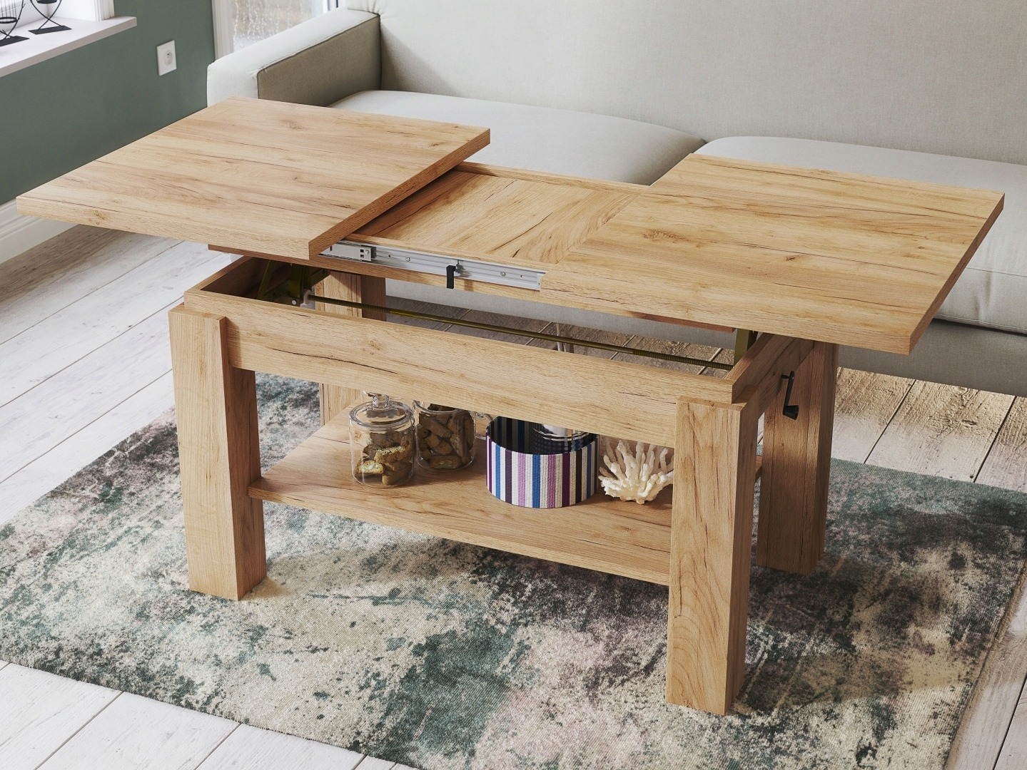 Трансформираща се масичка за кафе Glendale 100 (Занаятчийски златен дъб)