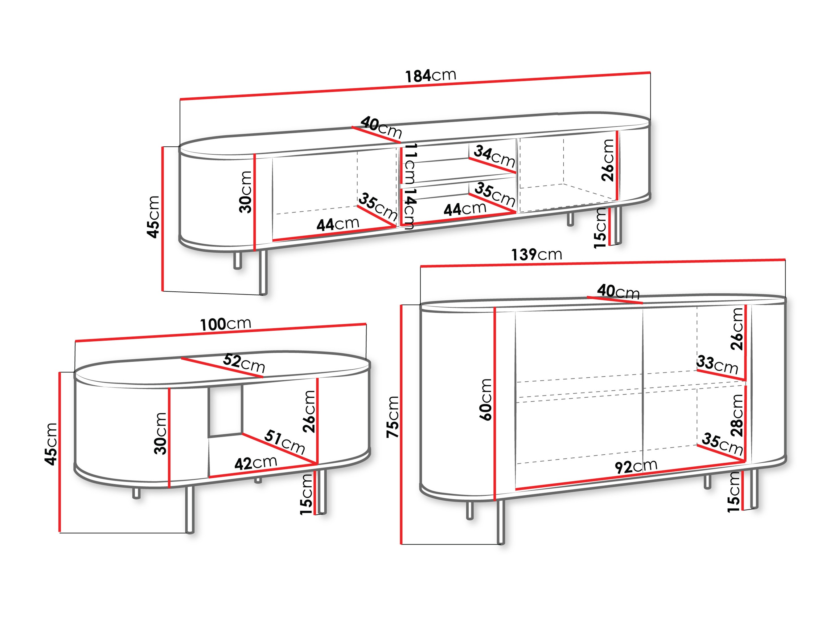 Комплект за хол Comfivo Livtena (Черен мрамор + Черен)