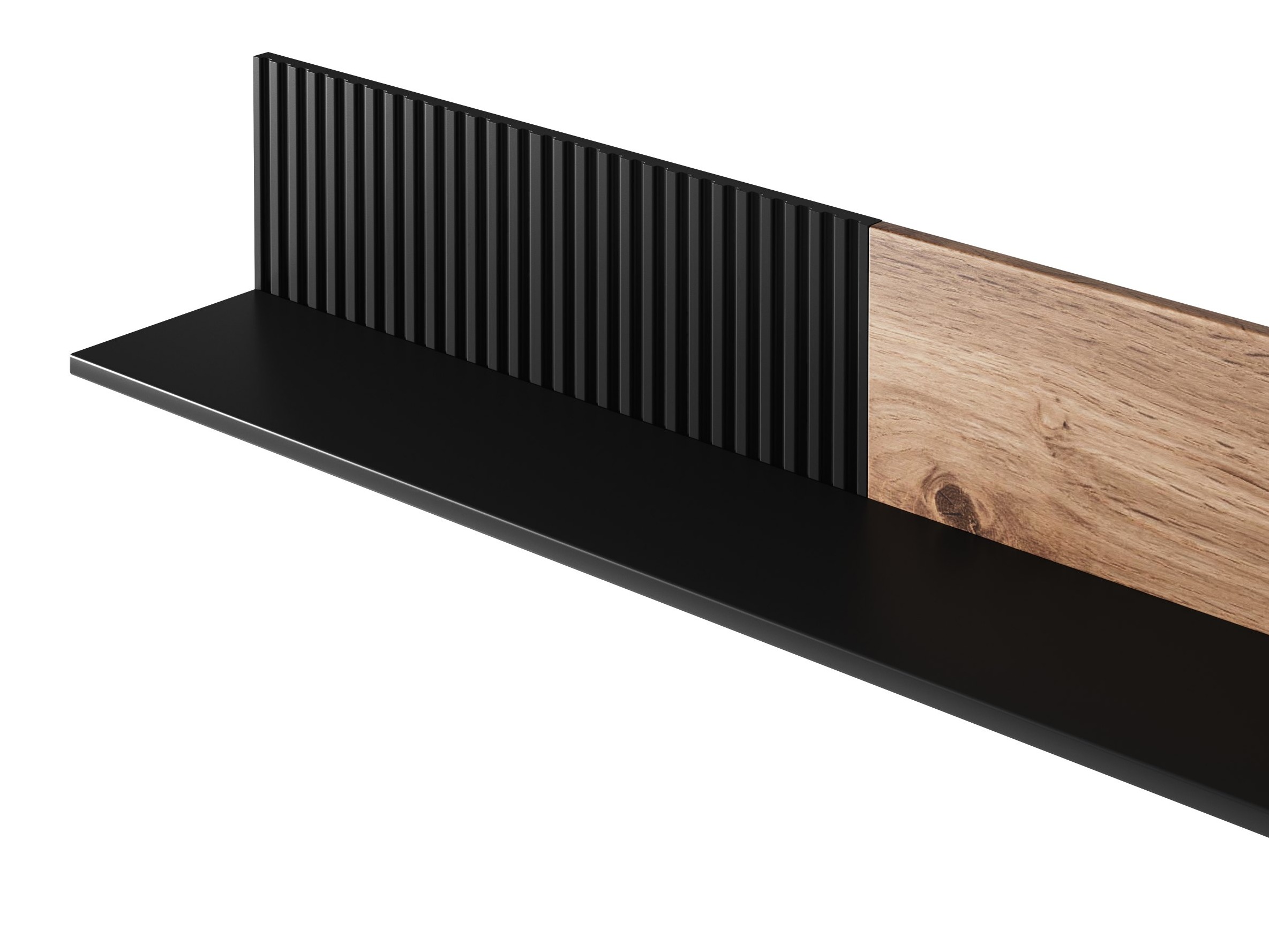 Стенна етажерка Luelia 122 (Черен + Дъб уотан)