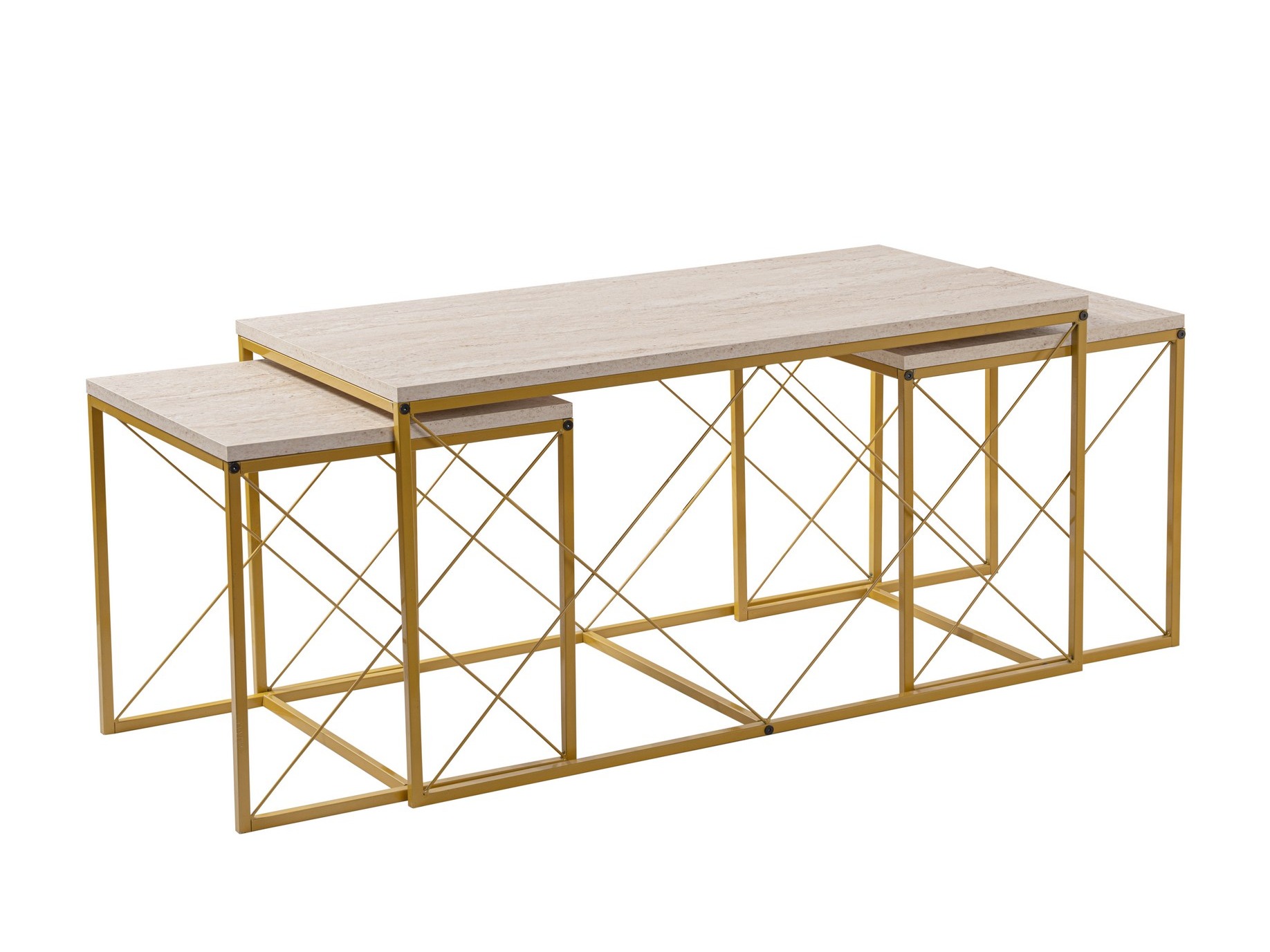 Комплект масички за кафе Kailua 2619 (Лек травертин + Златно)