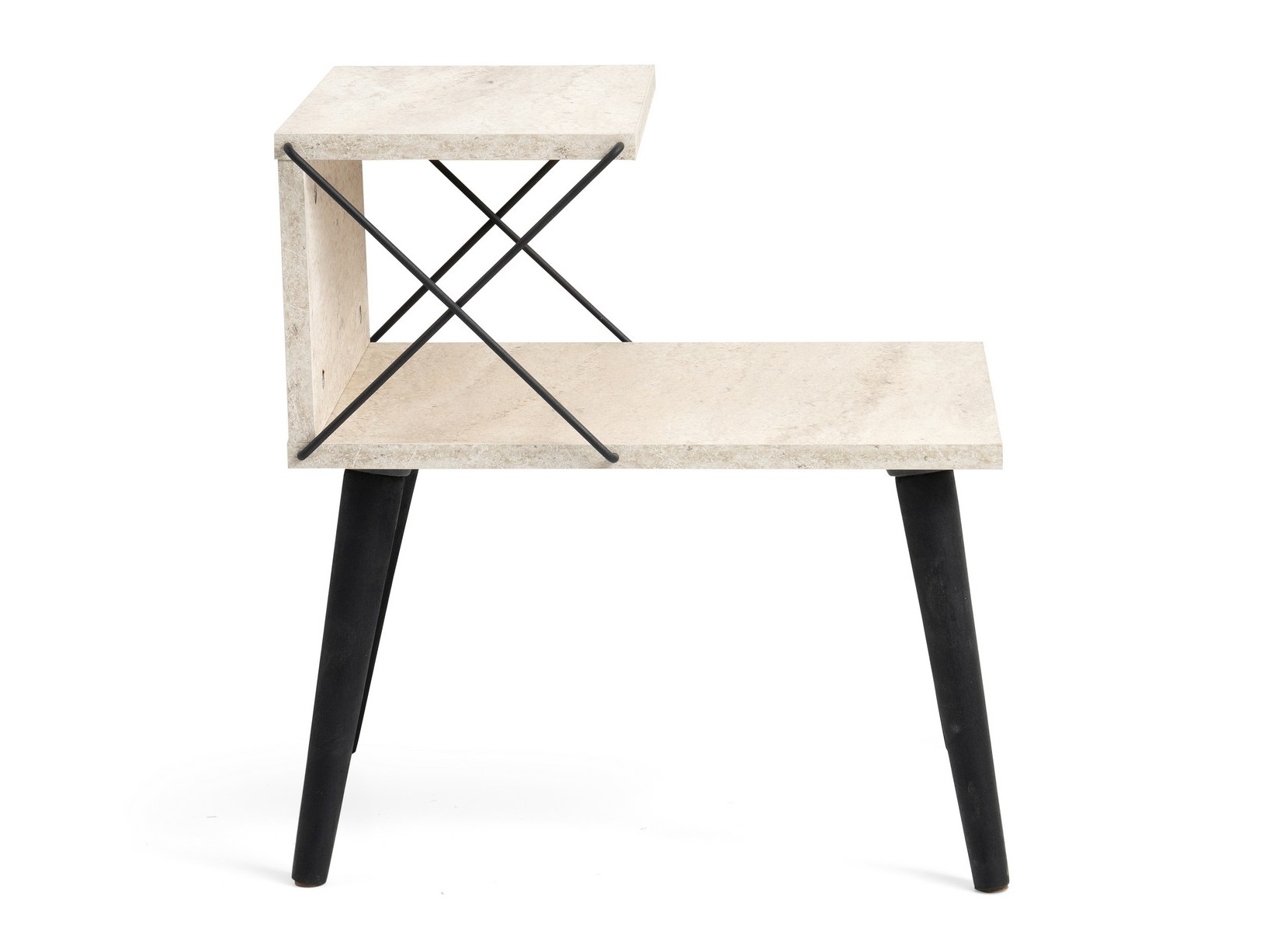 Нощно шкафче Kailua 368 (Лек травертин + Черен)