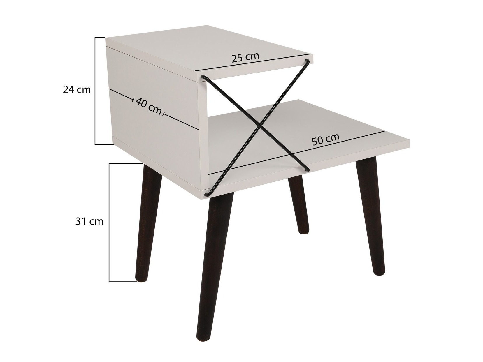 Нощно шкафче Kailua 368 (Лек травертин + Черен)