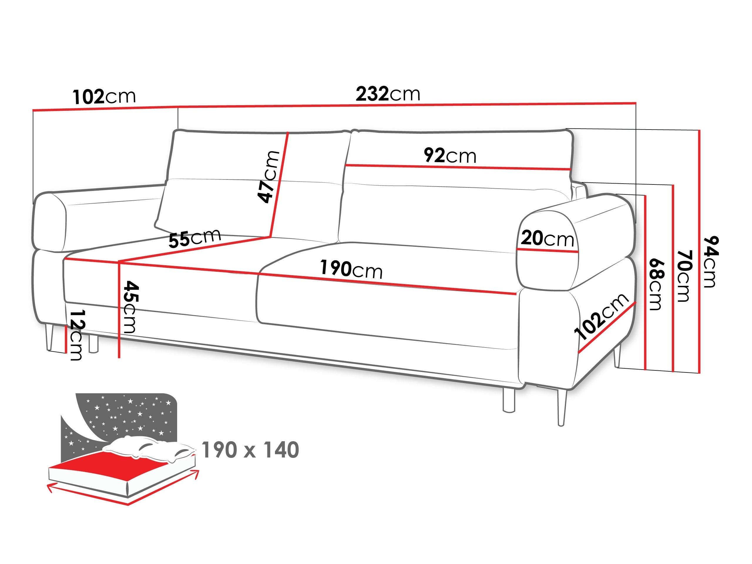 Разтегателен диван ComfiDream Celel (Blur 19)