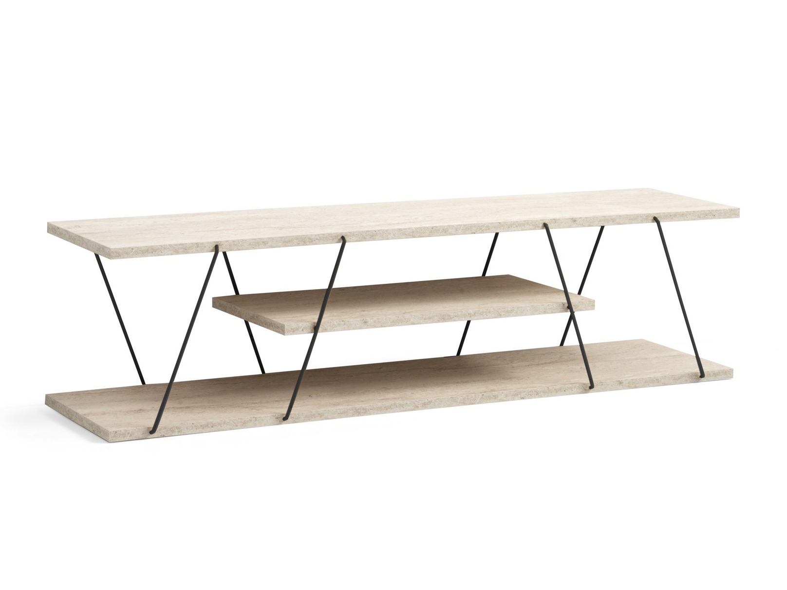 ТВ шкаф Kailua 365 (Лек травертин + Черен)