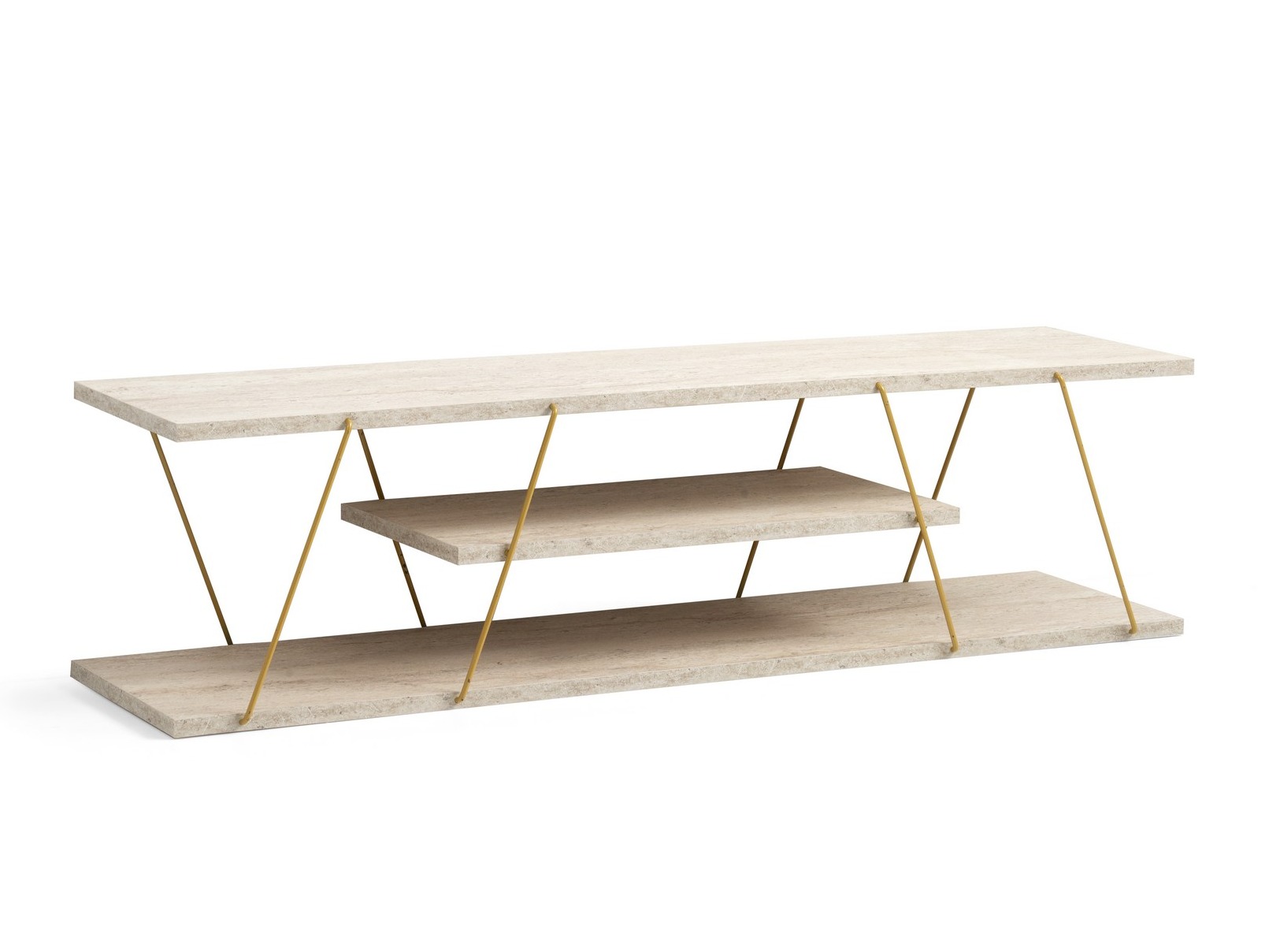 ТВ шкаф Kailua 365 (Лек травертин + Златно)