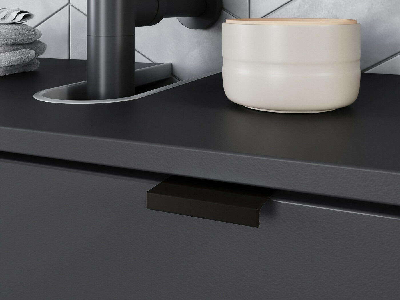 Стоящ шкаф за баня за мивка Felfere 100 (Антрацит)