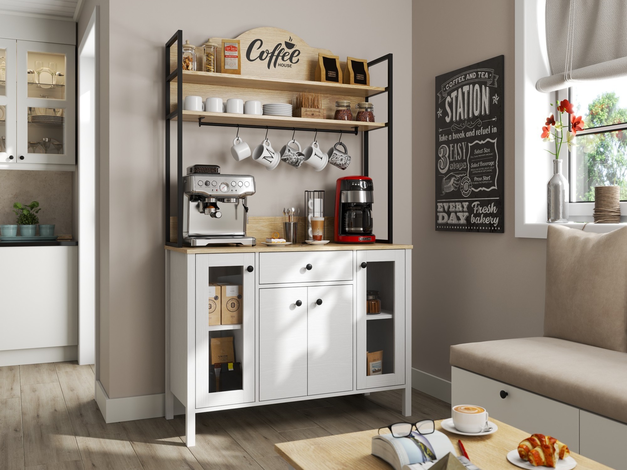 Многофункционална мебел Ophfela 148 (Черен)