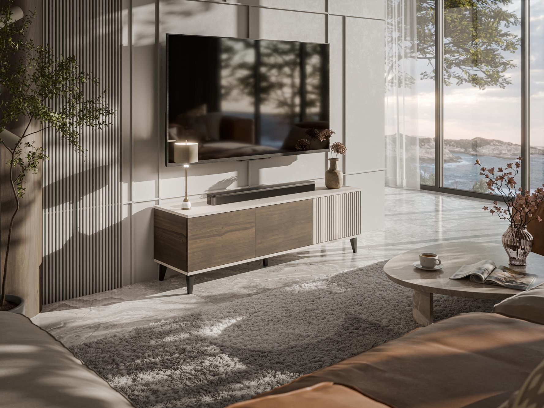 ТВ шкаф Luelia 116 (Орех + Кашмир)