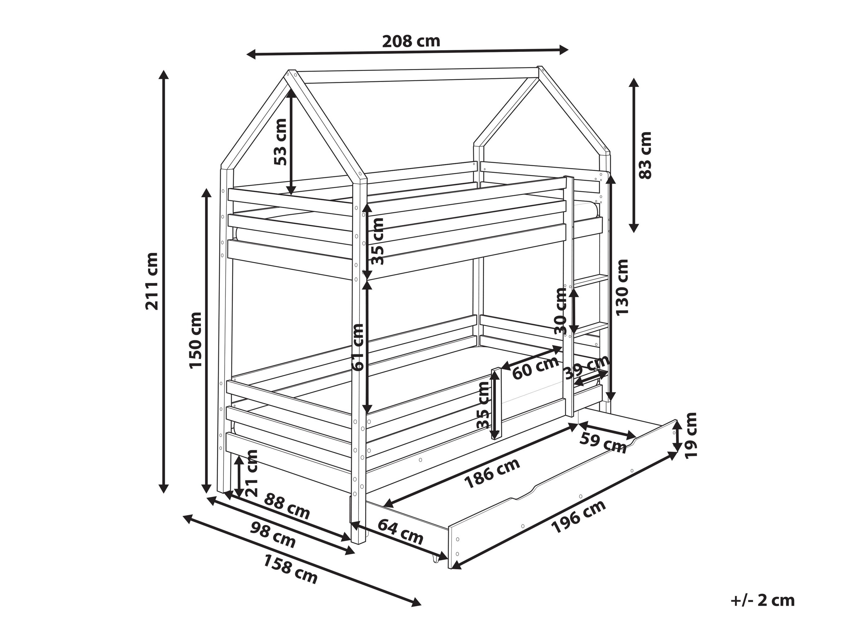 Двуетажно легло Berwyn 2744 (Ярък дърво)