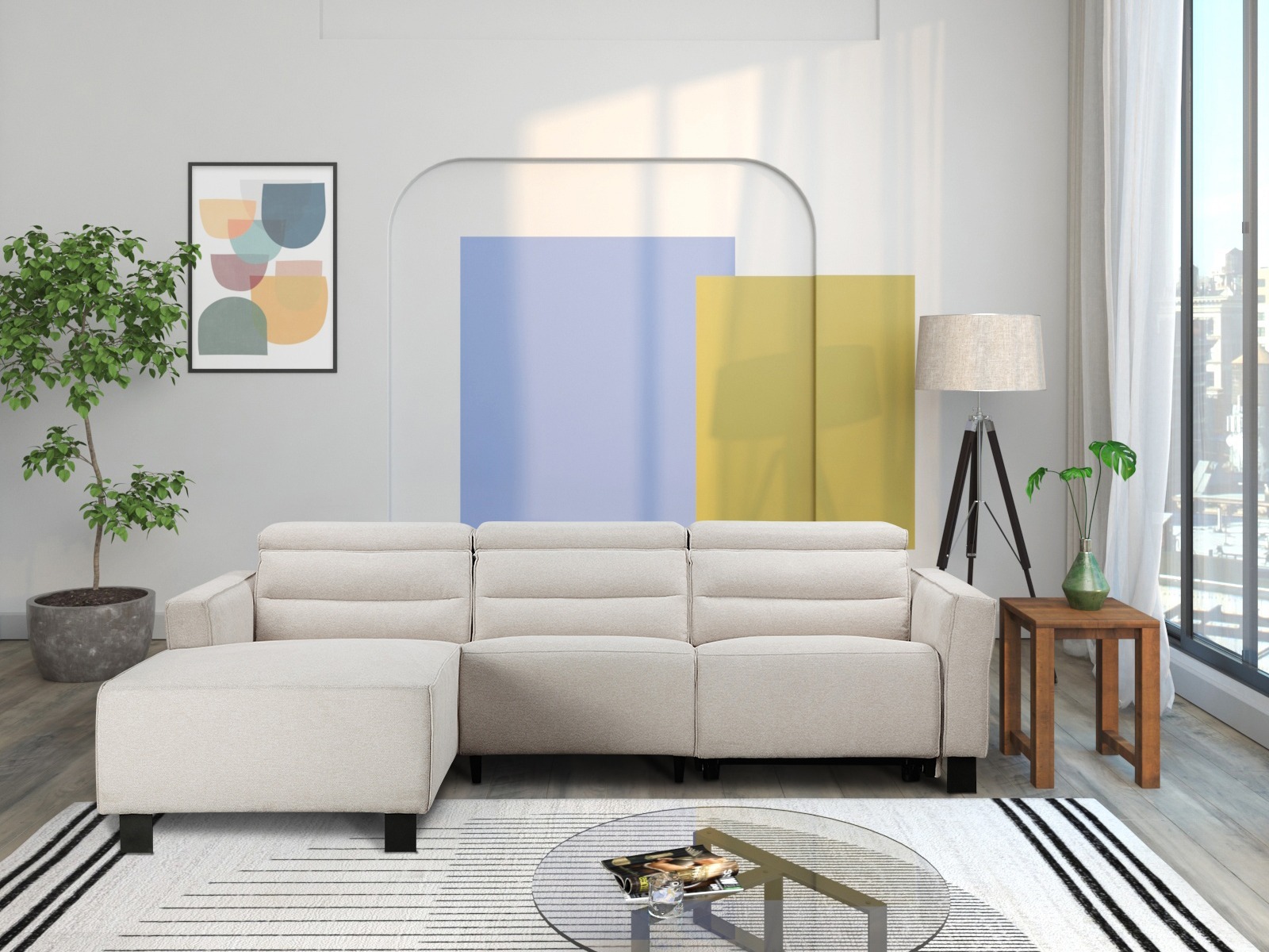 Ъглов реклайнер Denton 1486 (Сметана)