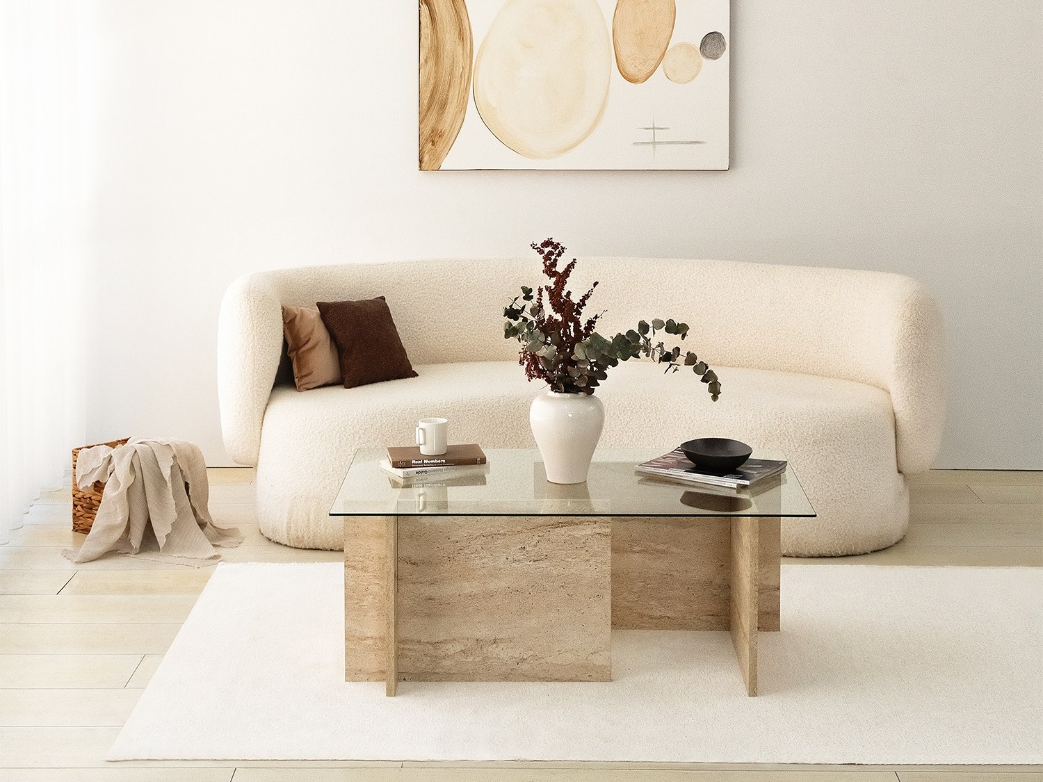 Масичка за кафе Asheboro 176 (Светъл Travertine)
