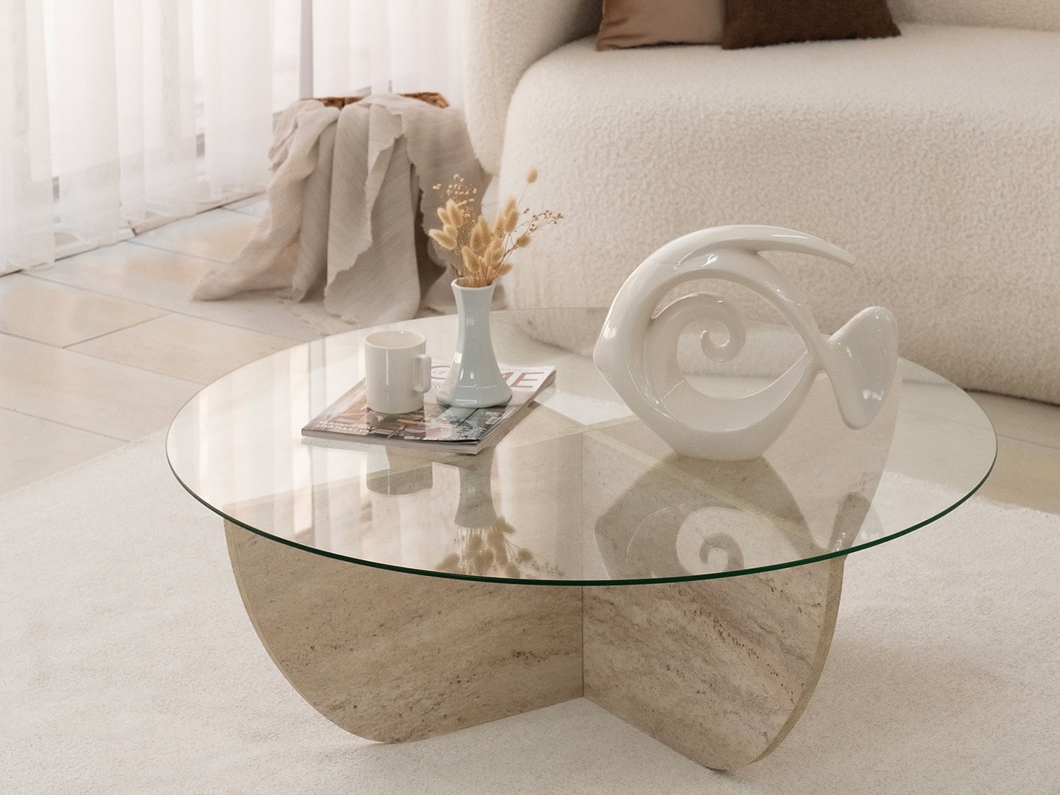 Масичка за кафе Kailua 411 (Лек травертин)