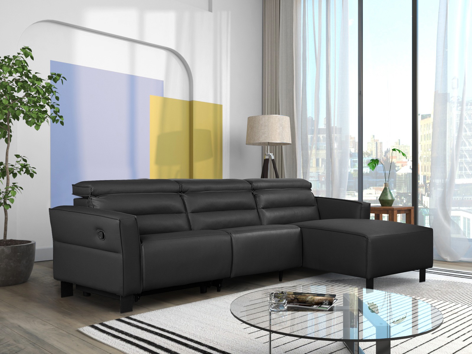 Ъглов реклайнер Denton 1487 (Черен)